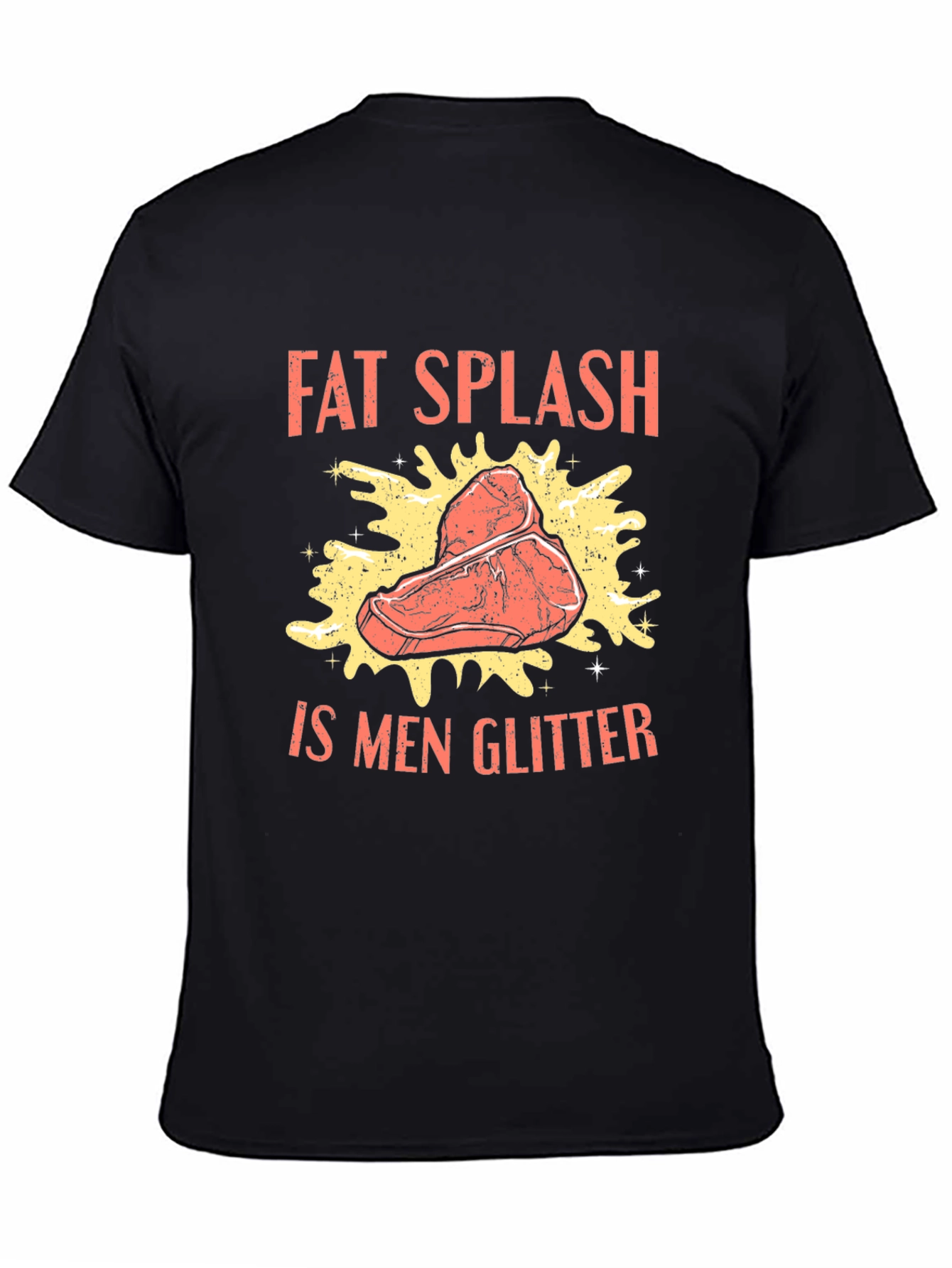 Black Fat Splash is Men Glitter T-Shirt view 4