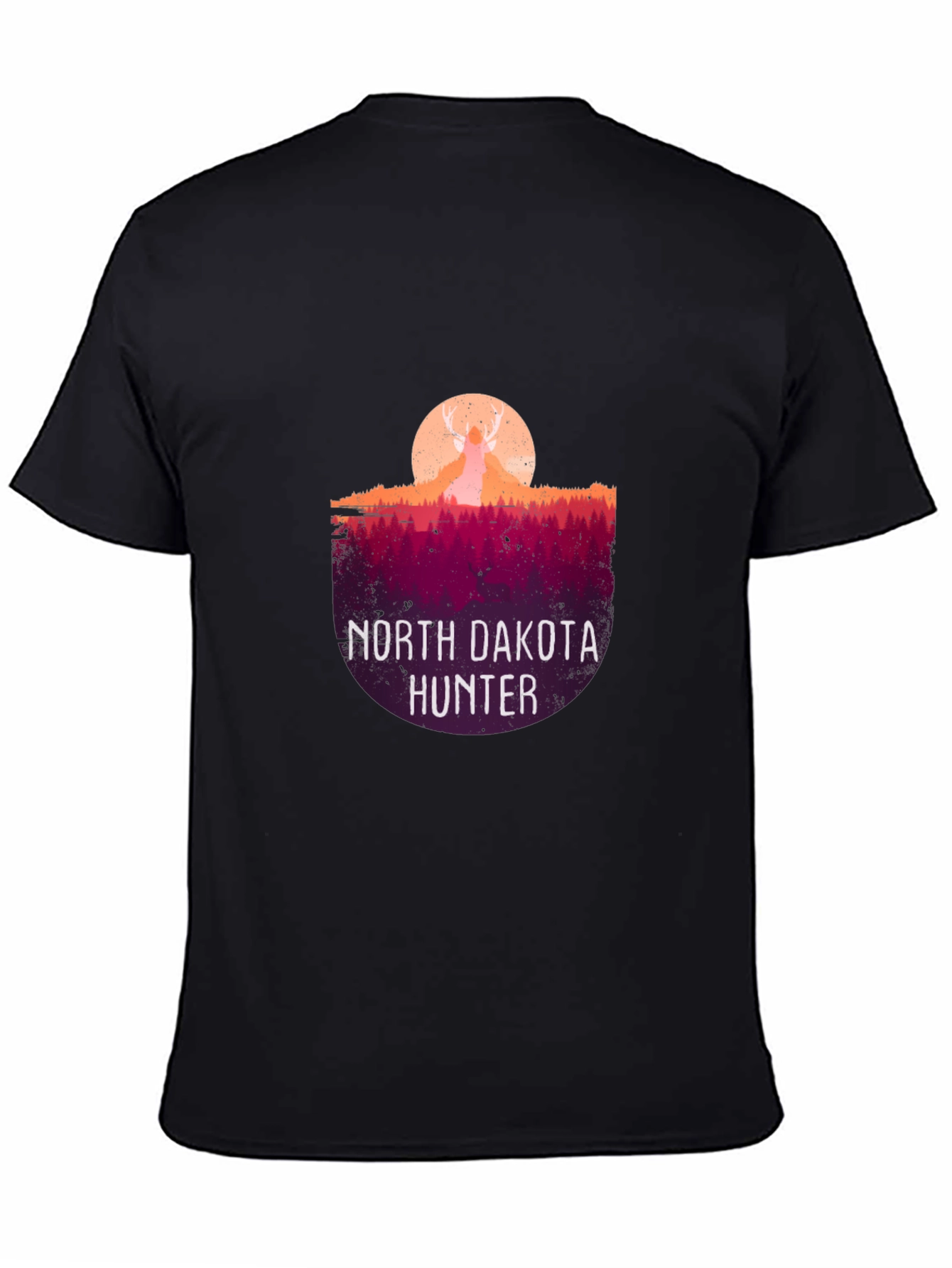 Black North Dakota Hunter Graphic Tee - Stylish Men's T-Shirt view 4