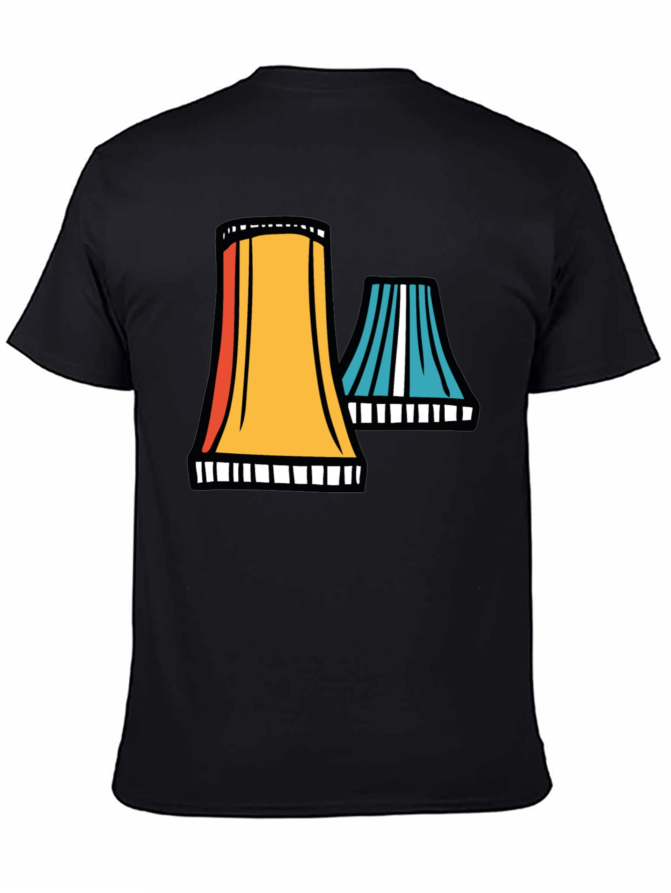 Black Retro Cooling Towers Graphic Tee - Black Cotton Blend view 4
