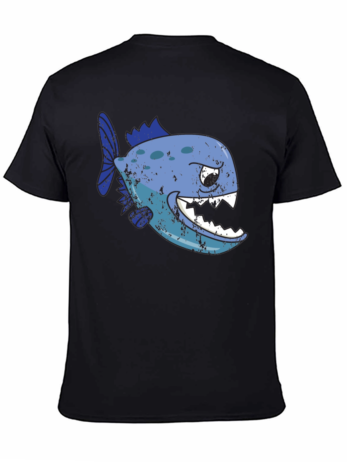 Black Piranha Graphic T-Shirt - Black Cotton Tee view 4