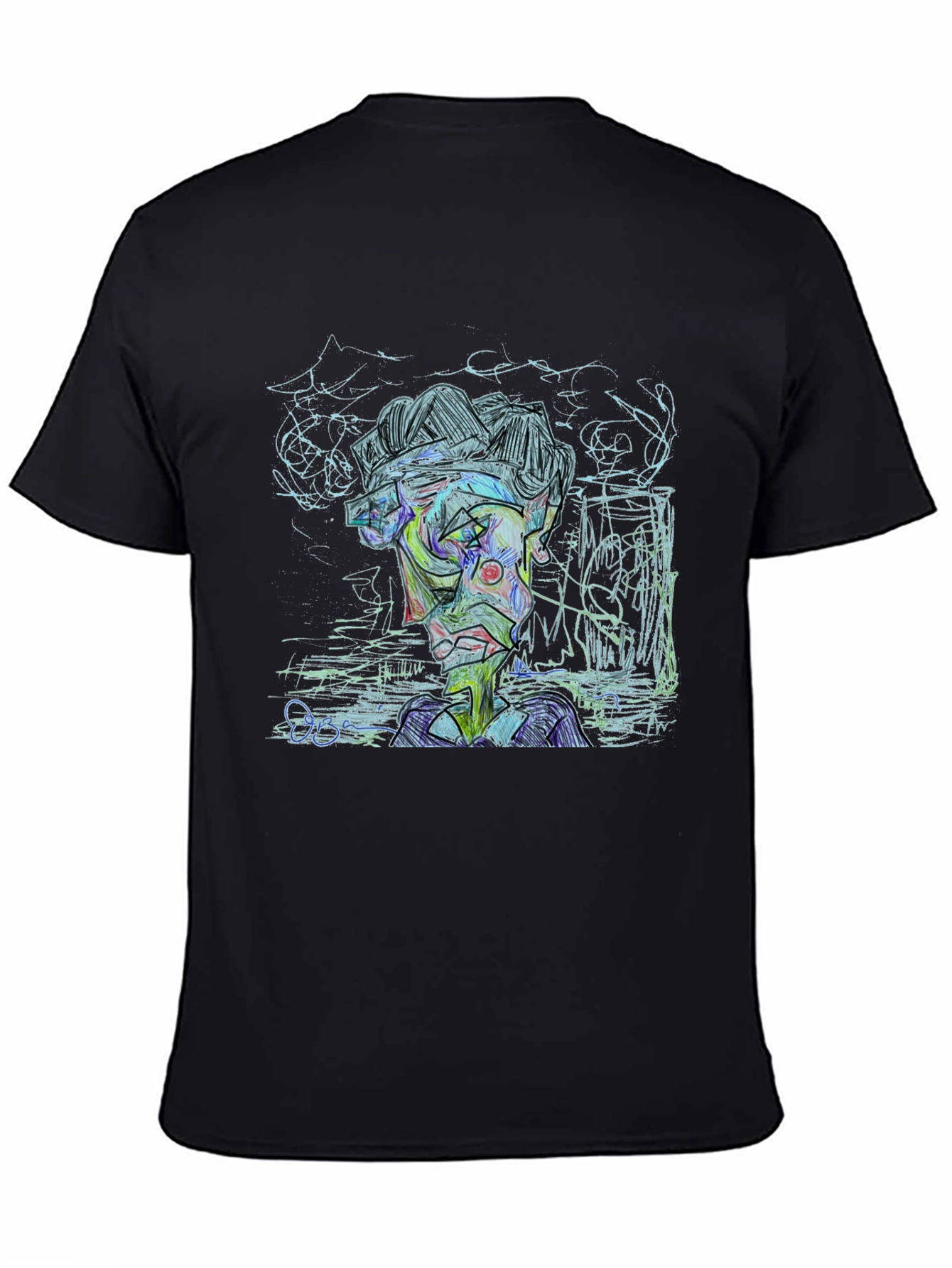Black Abstract Art Graphic Print Tee - Modern Style view 4