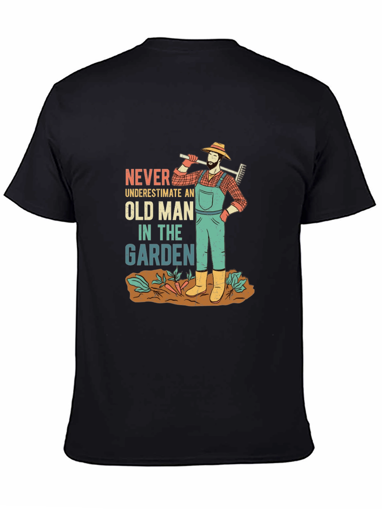 Black Old Man in the Garden Graphic Tee - Gardener Gift view 4