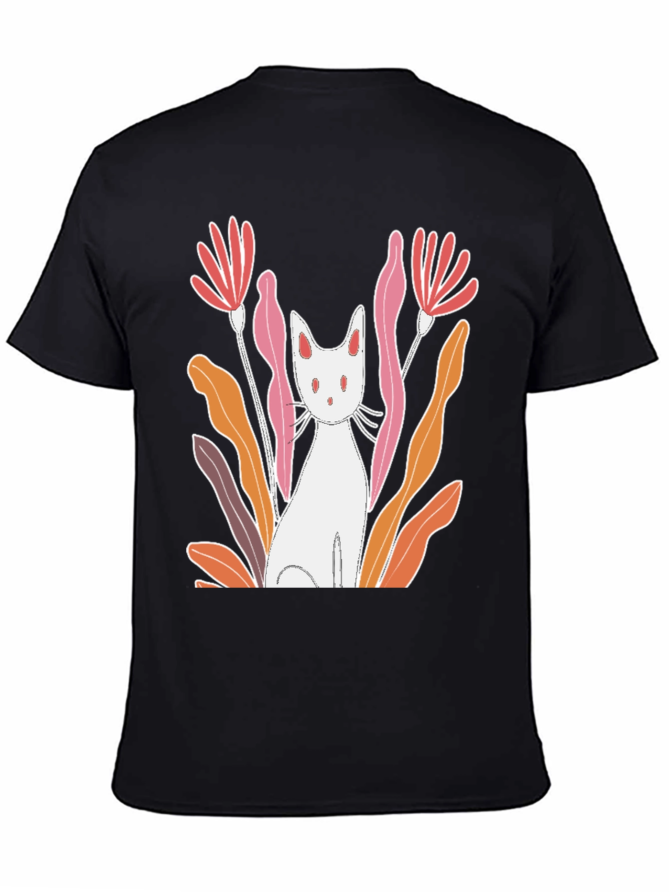 Black Cat & Flowers Graphic Tee view 4