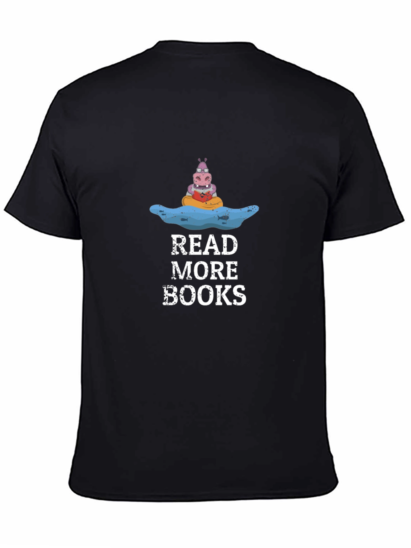 Black Read More Books Hippo T-Shirt view 4