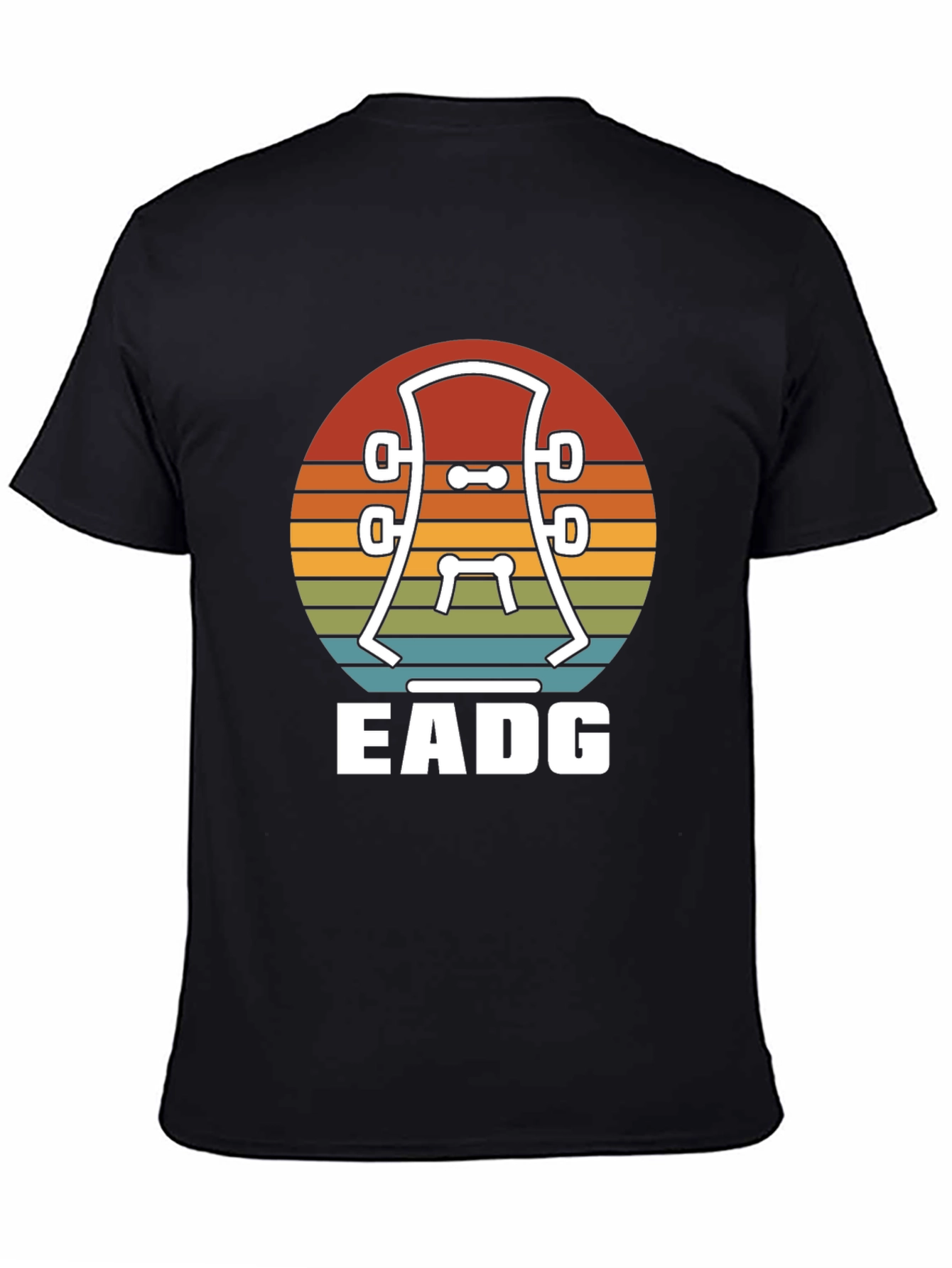 Black Guitar Headstock EADG T-Shirt - Musician Tee view 4