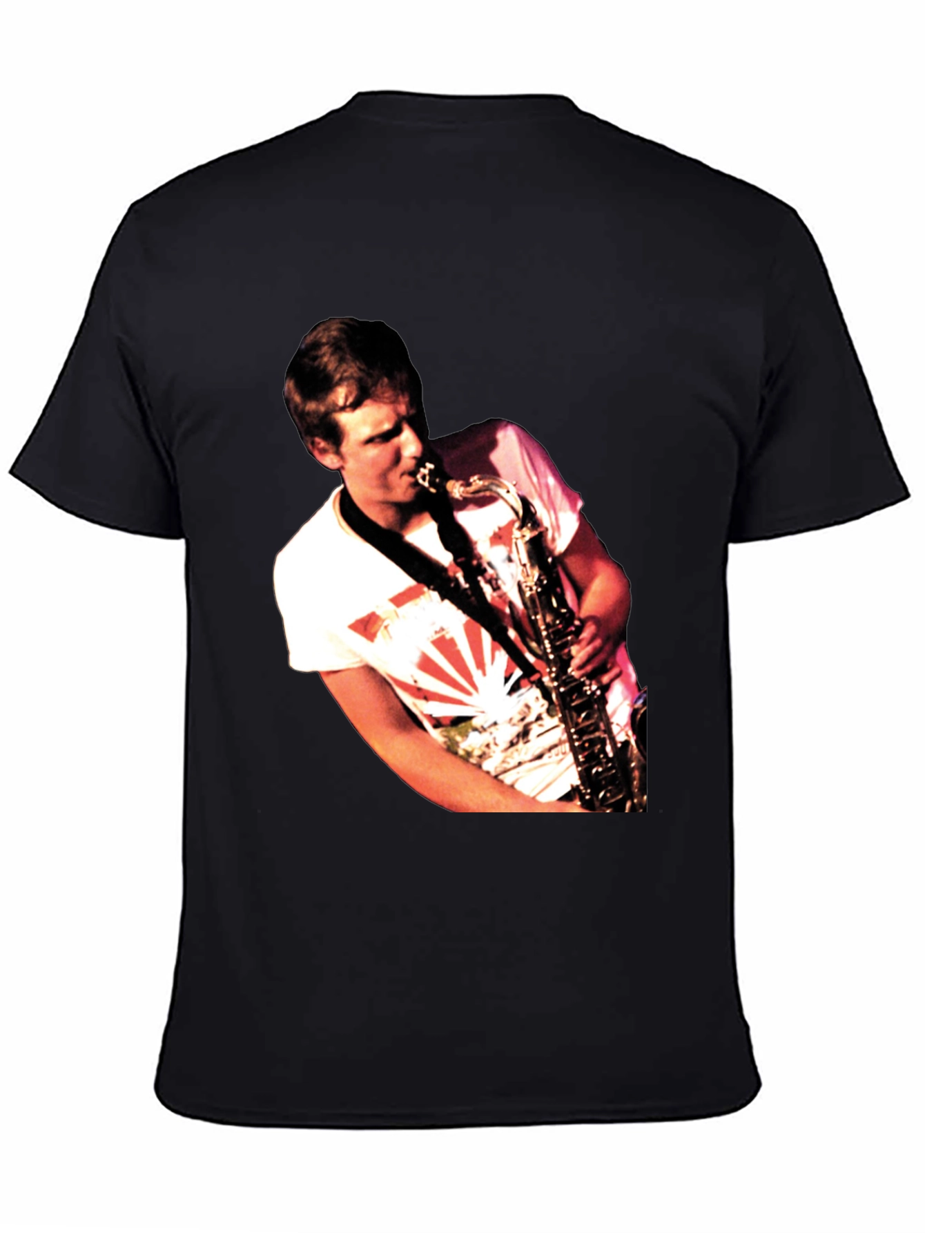 Black Saxophone Player Graphic Black T-Shirt view 4