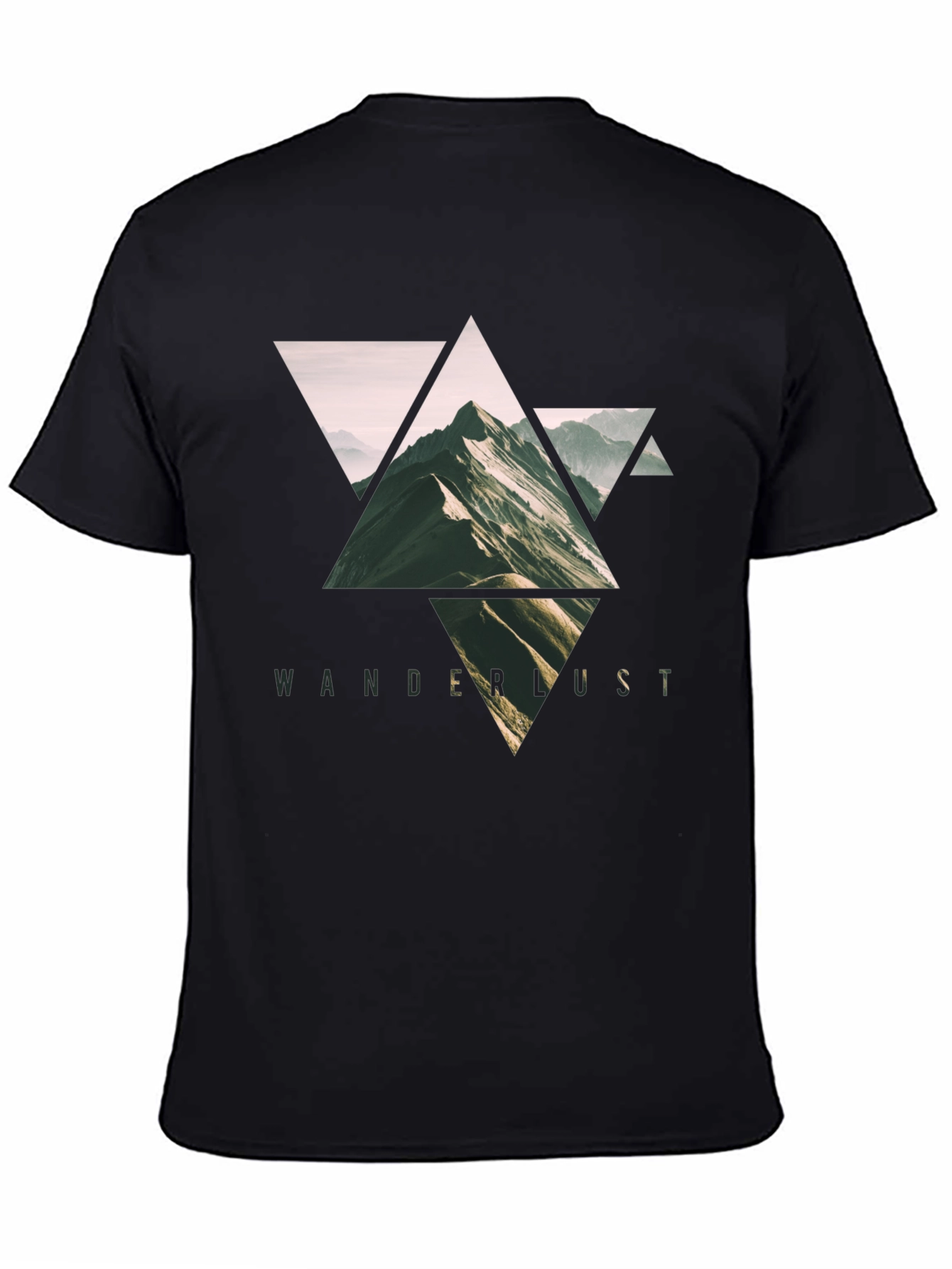 Black Wanderlust Mountain Triangle Graphic Tee - Black view 4