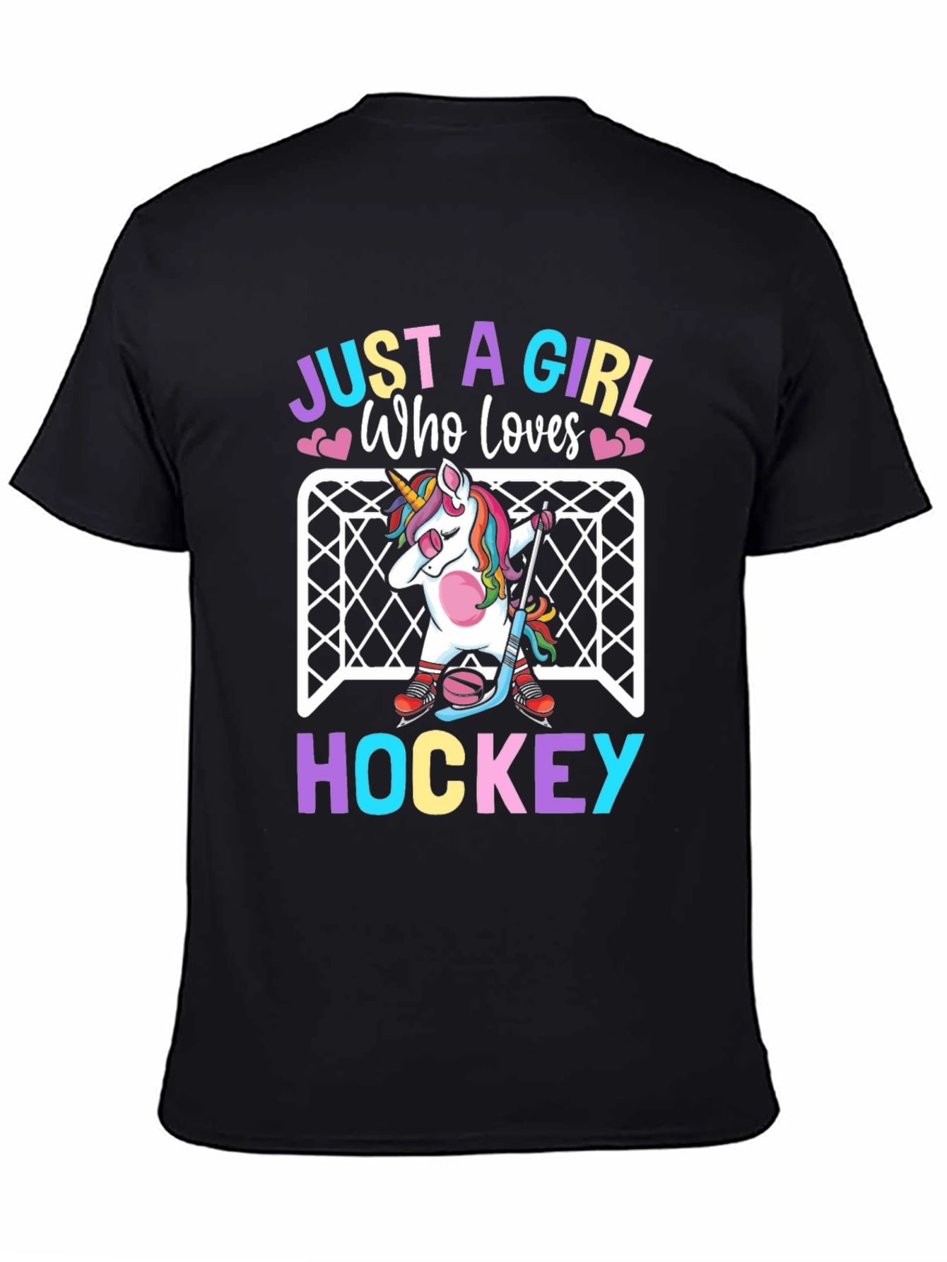 Black Just a Girl Who Loves Hockey T-Shirt view 4