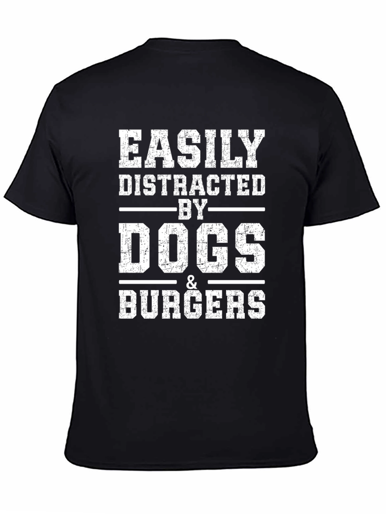 Black Easily Distracted by Dogs & Burgers Graphic Tee view 4