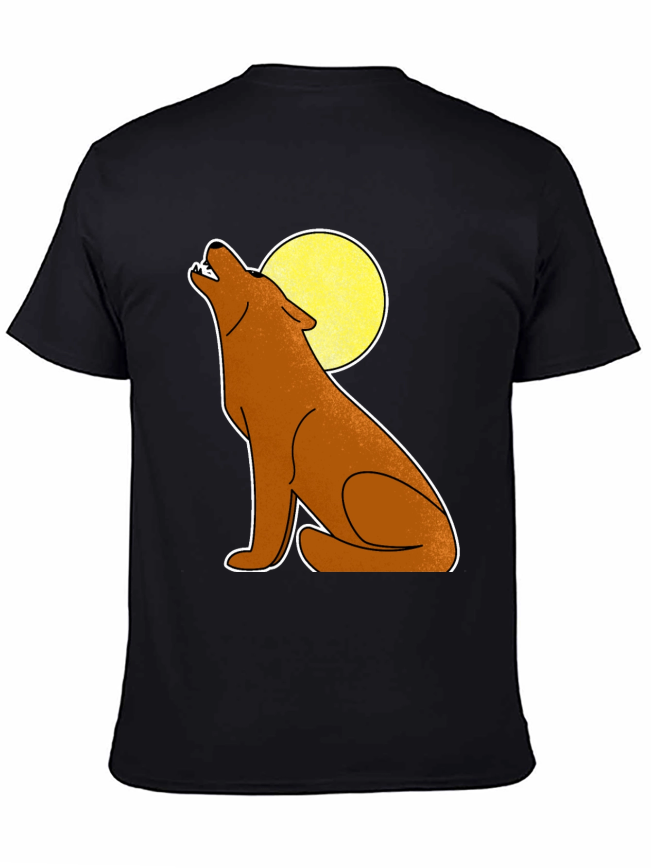 Black Wolf Howling at Moon Graphic Tee - Black view 4