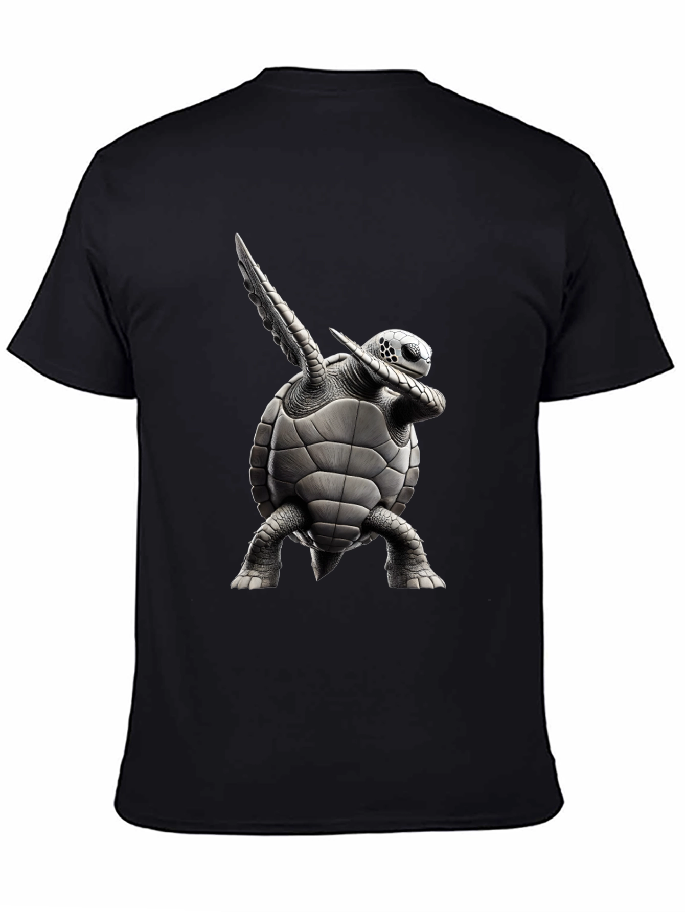Black Dabbing Turtle Graphic T-Shirt - Black Cotton Tee view 4