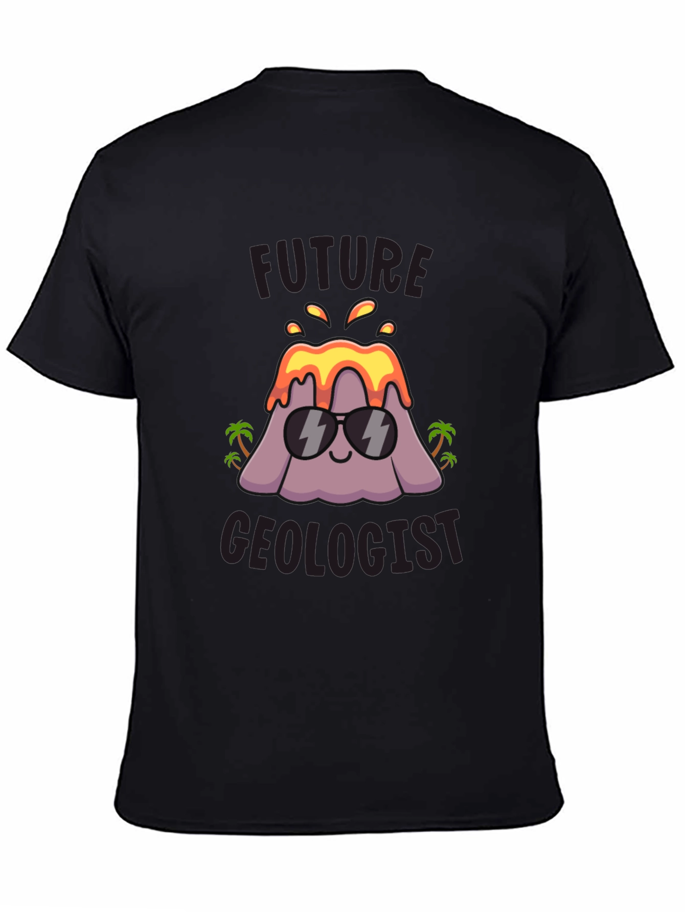 Black Future Geologist T-Shirt - Volcano Design view 4