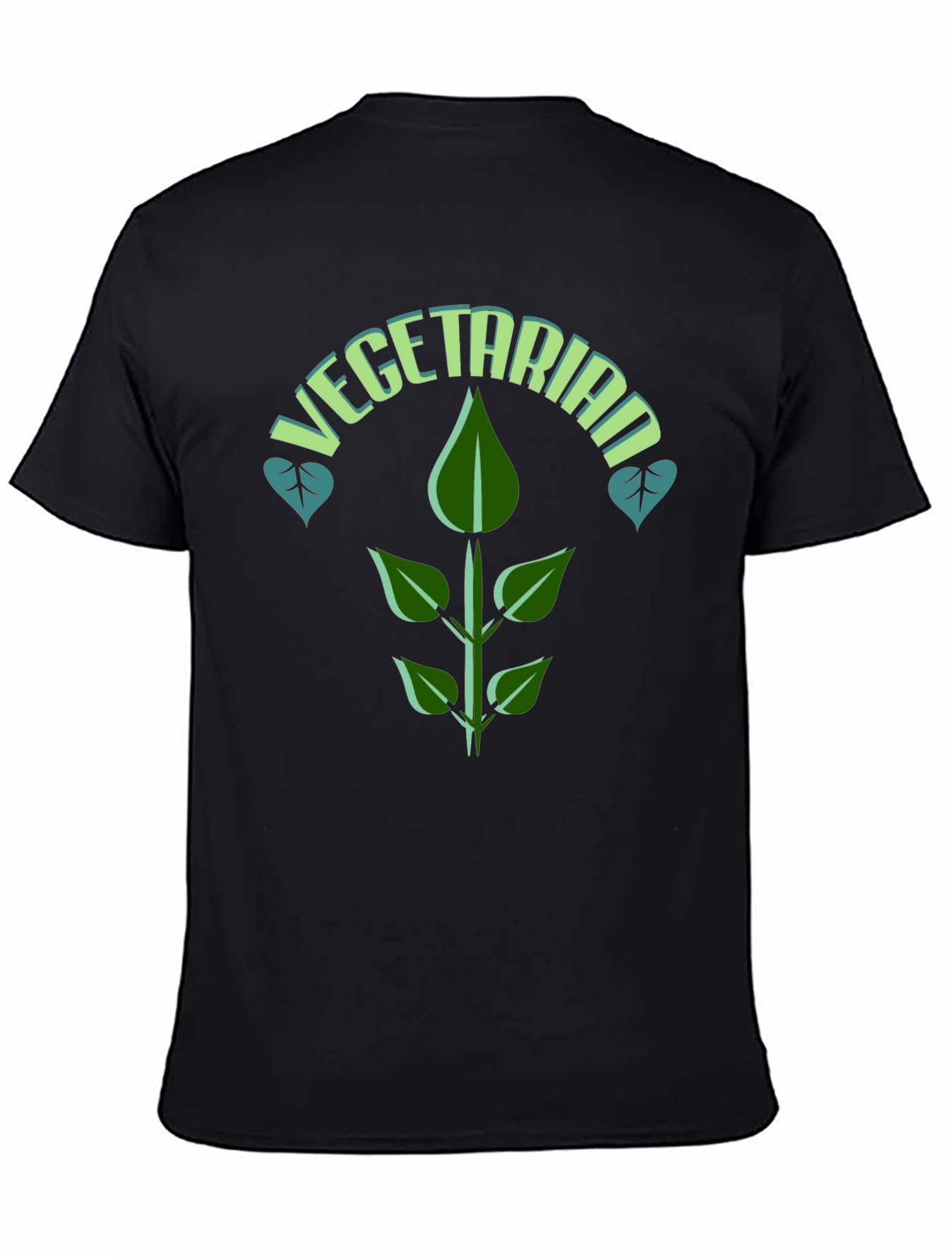 Black Vegetarian T-Shirt: Plant-Based Fashion view 4