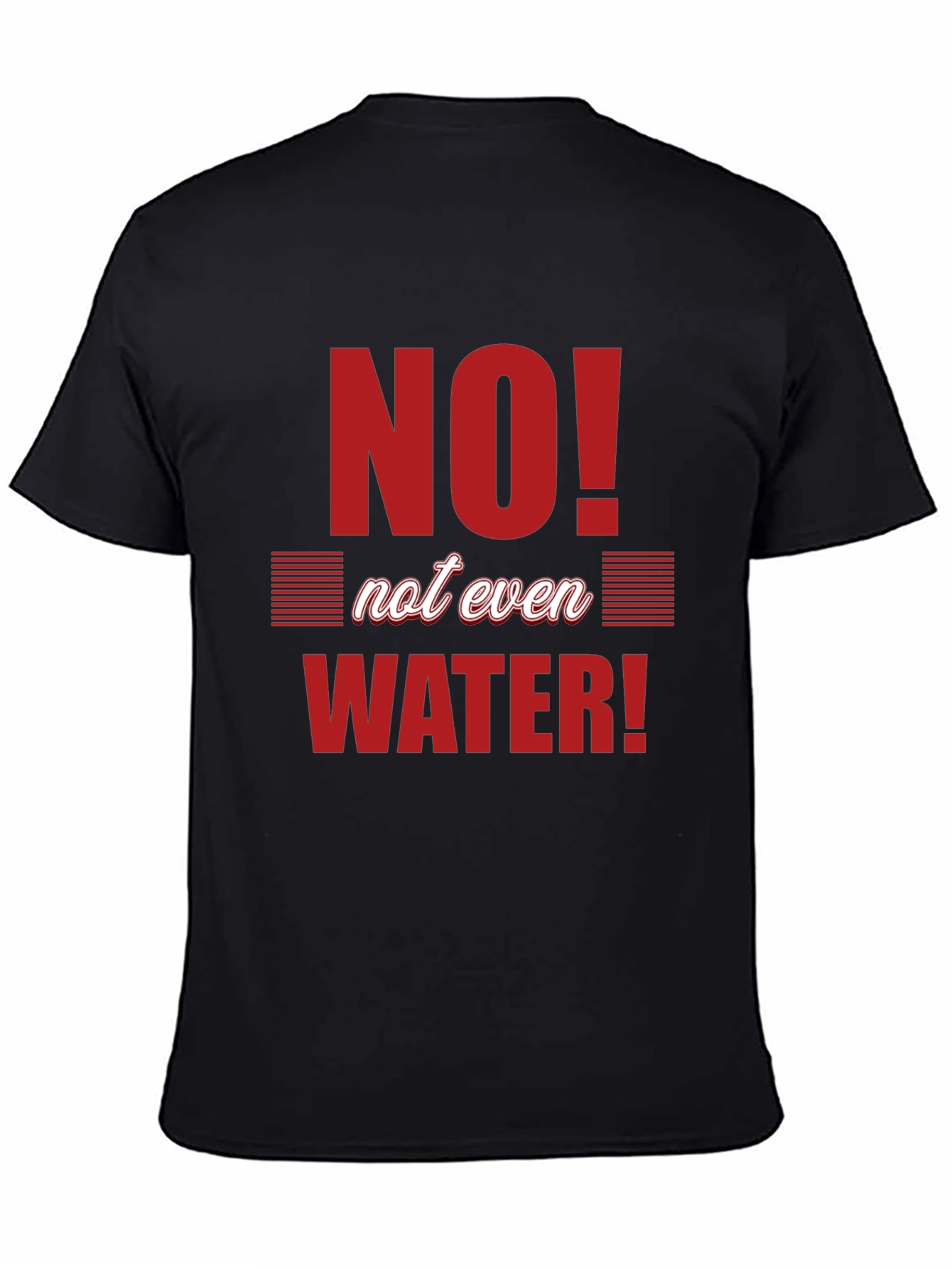 Black No Water T-Shirt - Black Crew Neck Graphic Tee view 4