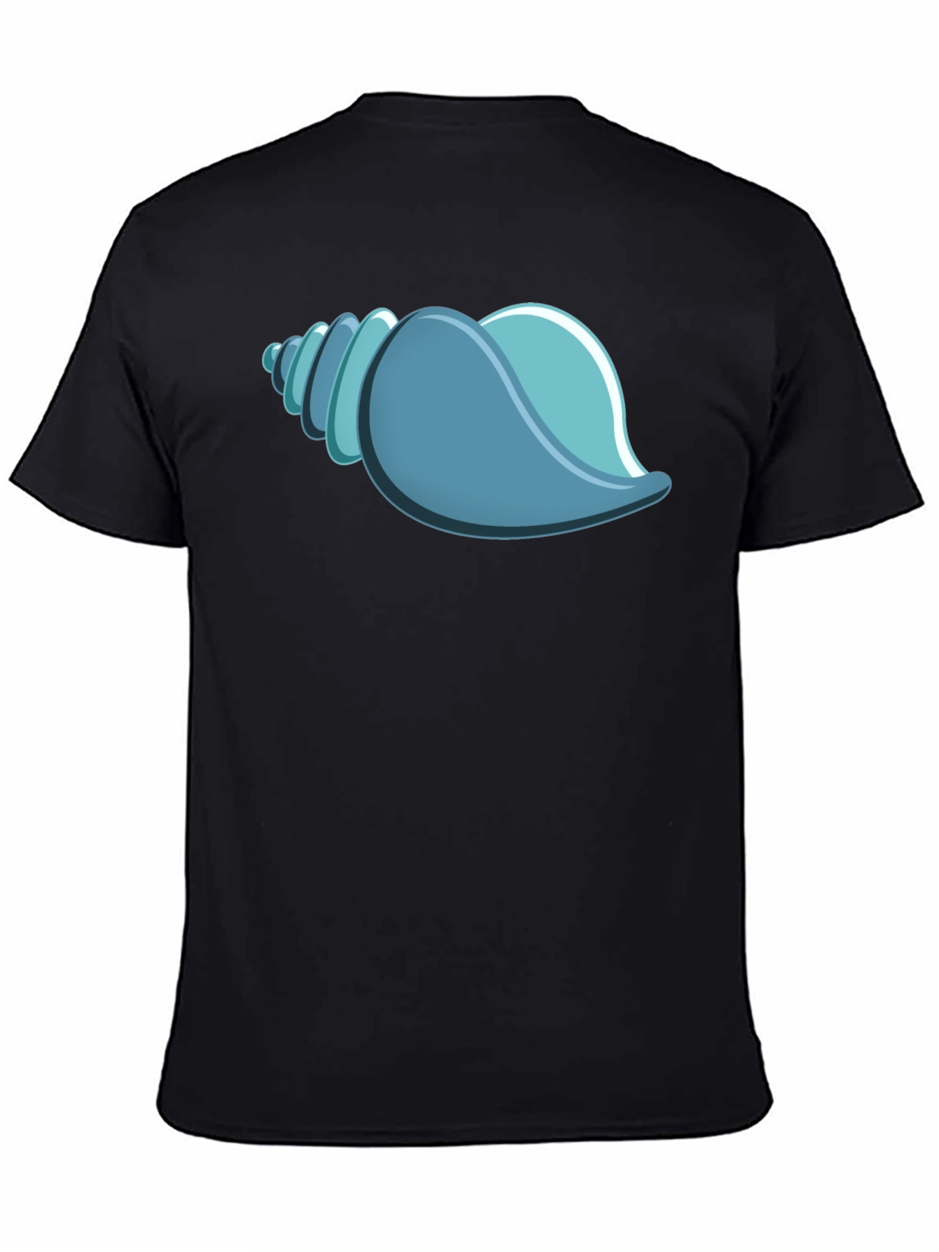 Black Blue Seashell Graphic Tee - Black Cotton T-Shirt view 4