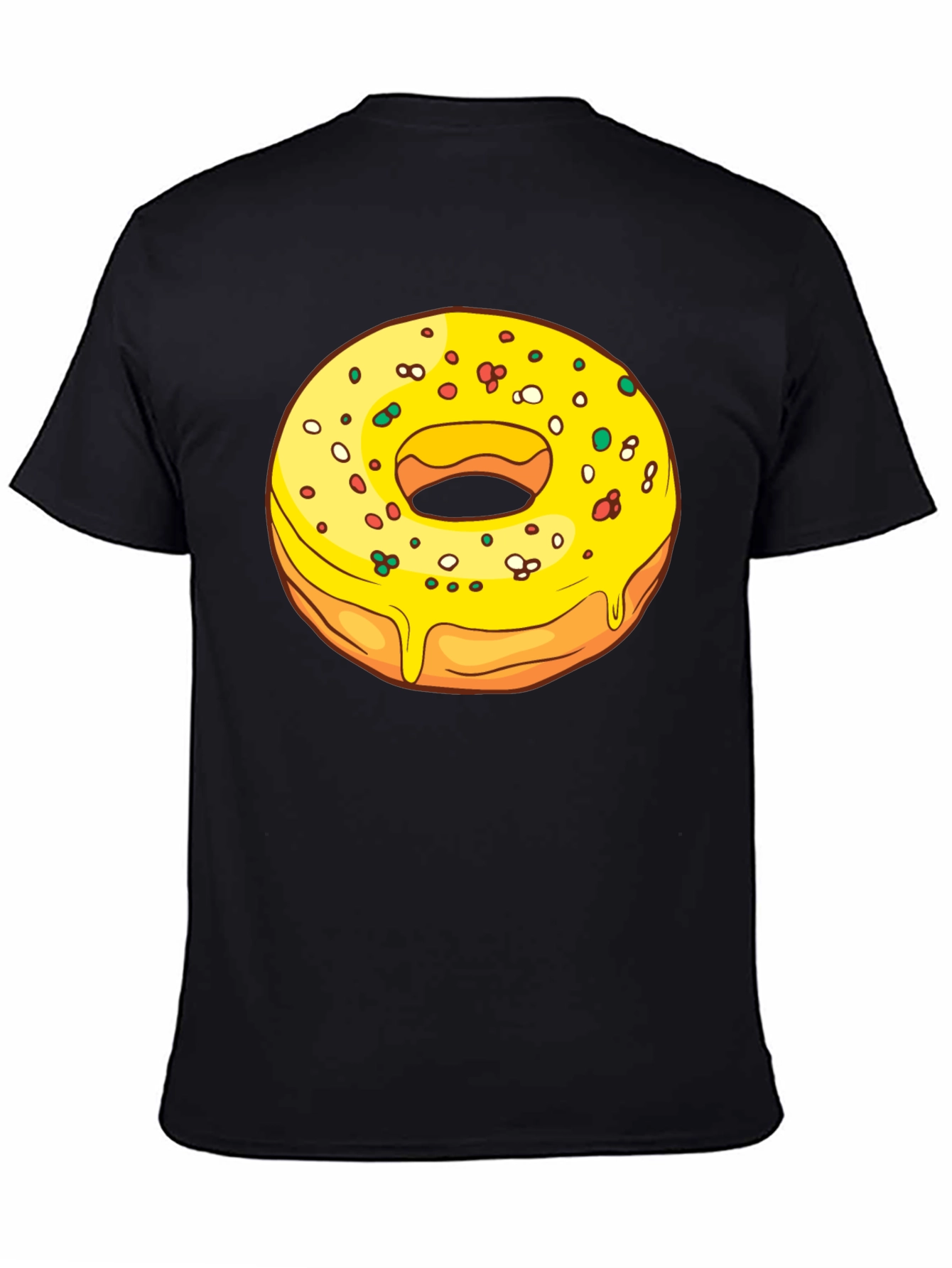 Black Donut Graphic T-Shirt - Black, Casual Wear view 4