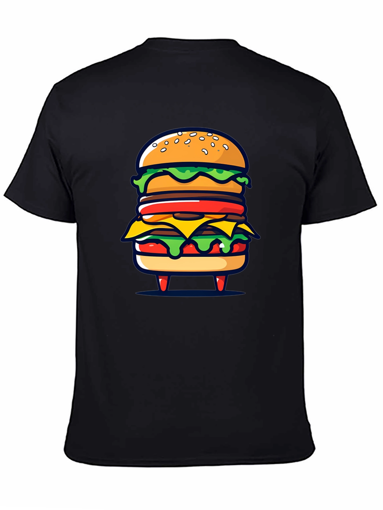 Black Burger Graphic Black T-Shirt view 4