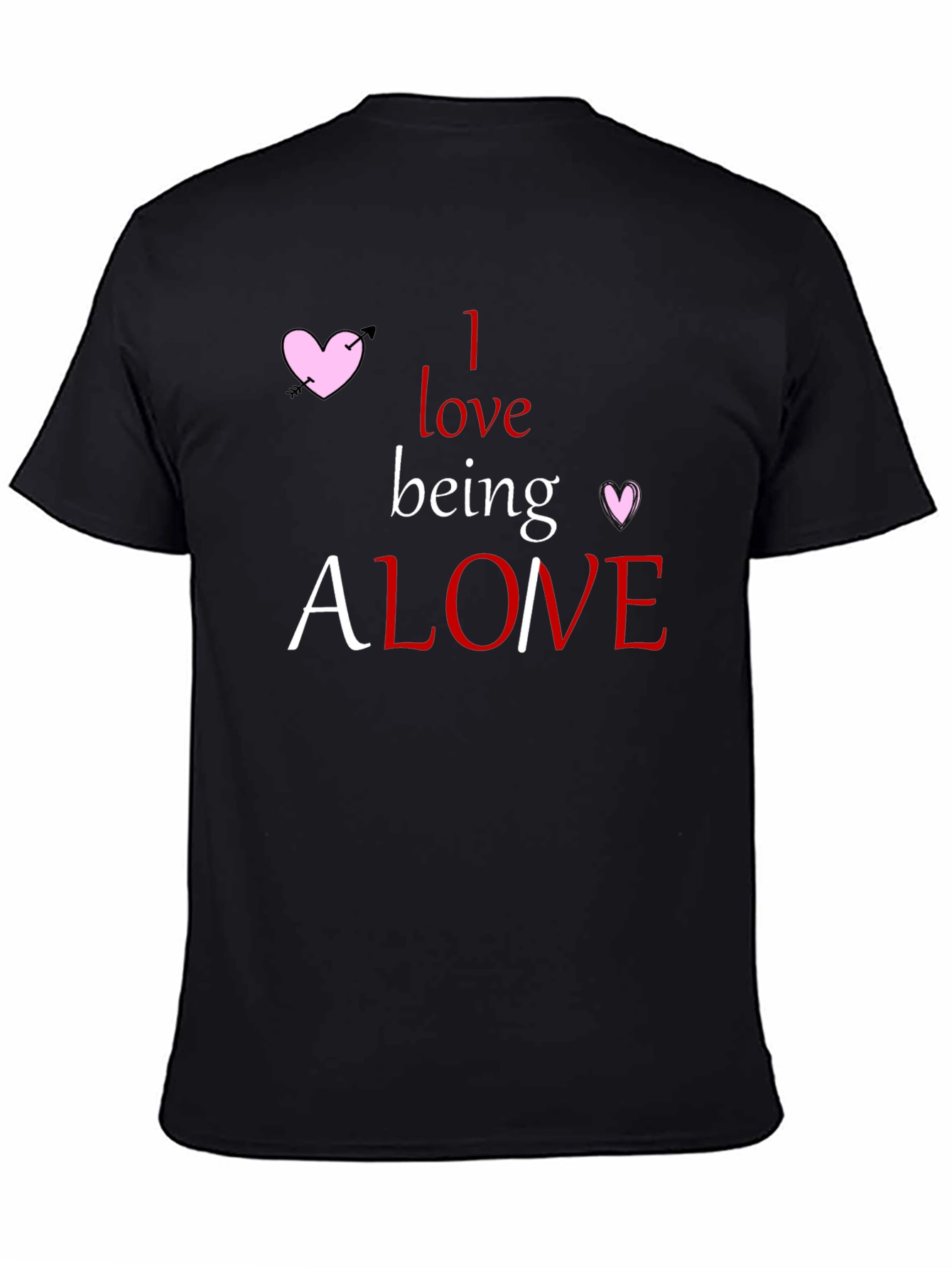 Black Alone T-Shirt - Heart Graphic Tee view 4