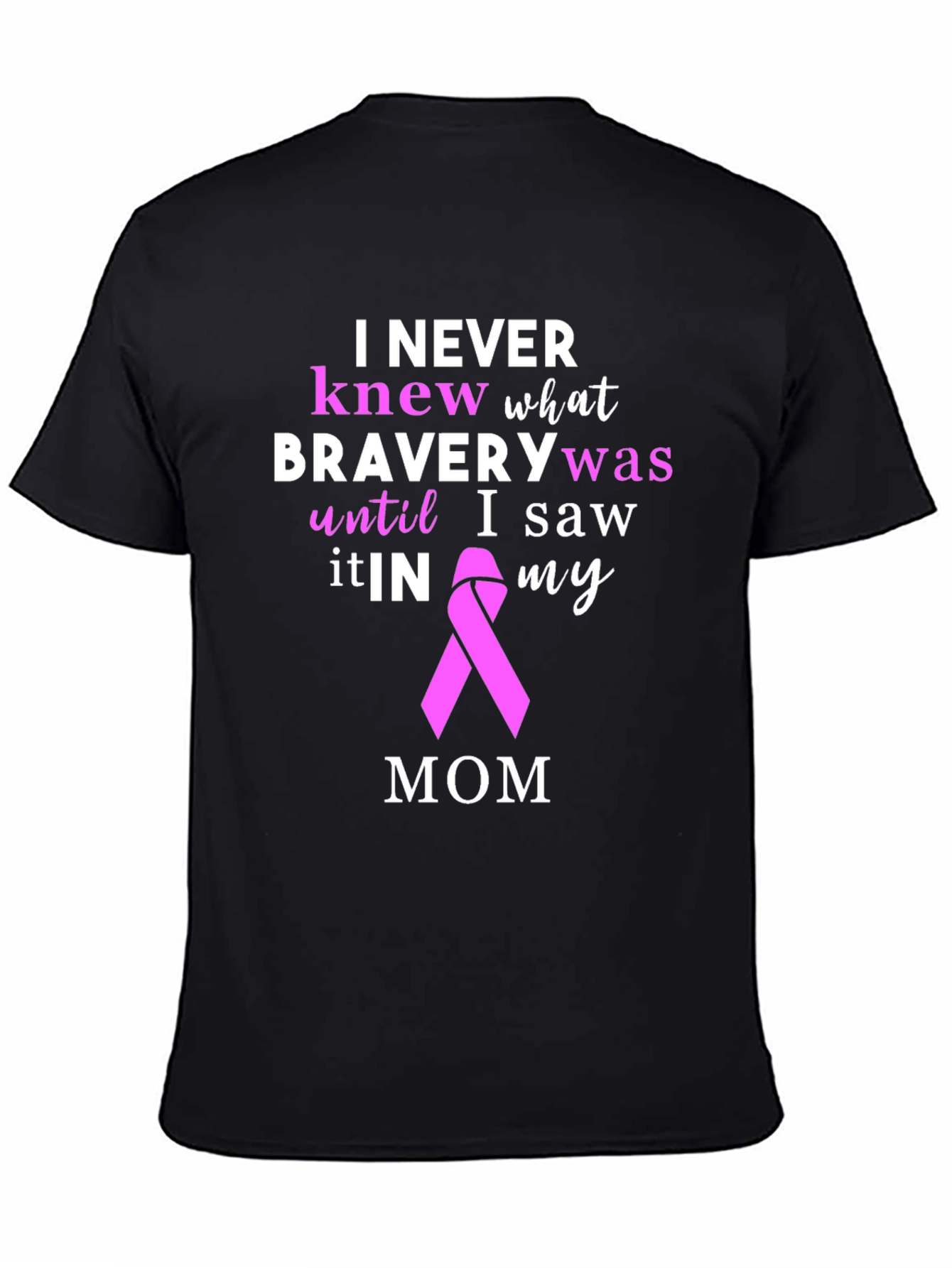 Black Bravery Mom T-Shirt: Breast Cancer Awareness Ribbon view 4