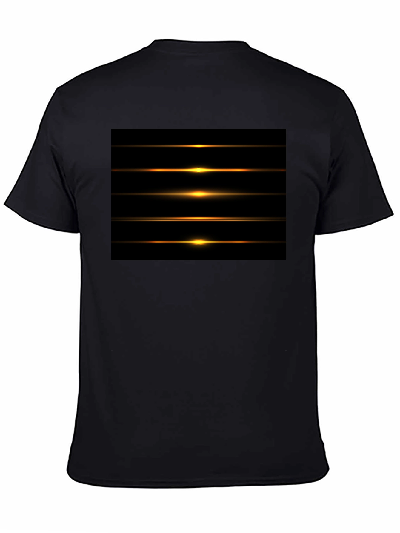 Black Men's Black Graphic Tee - Light Streak Design view 4