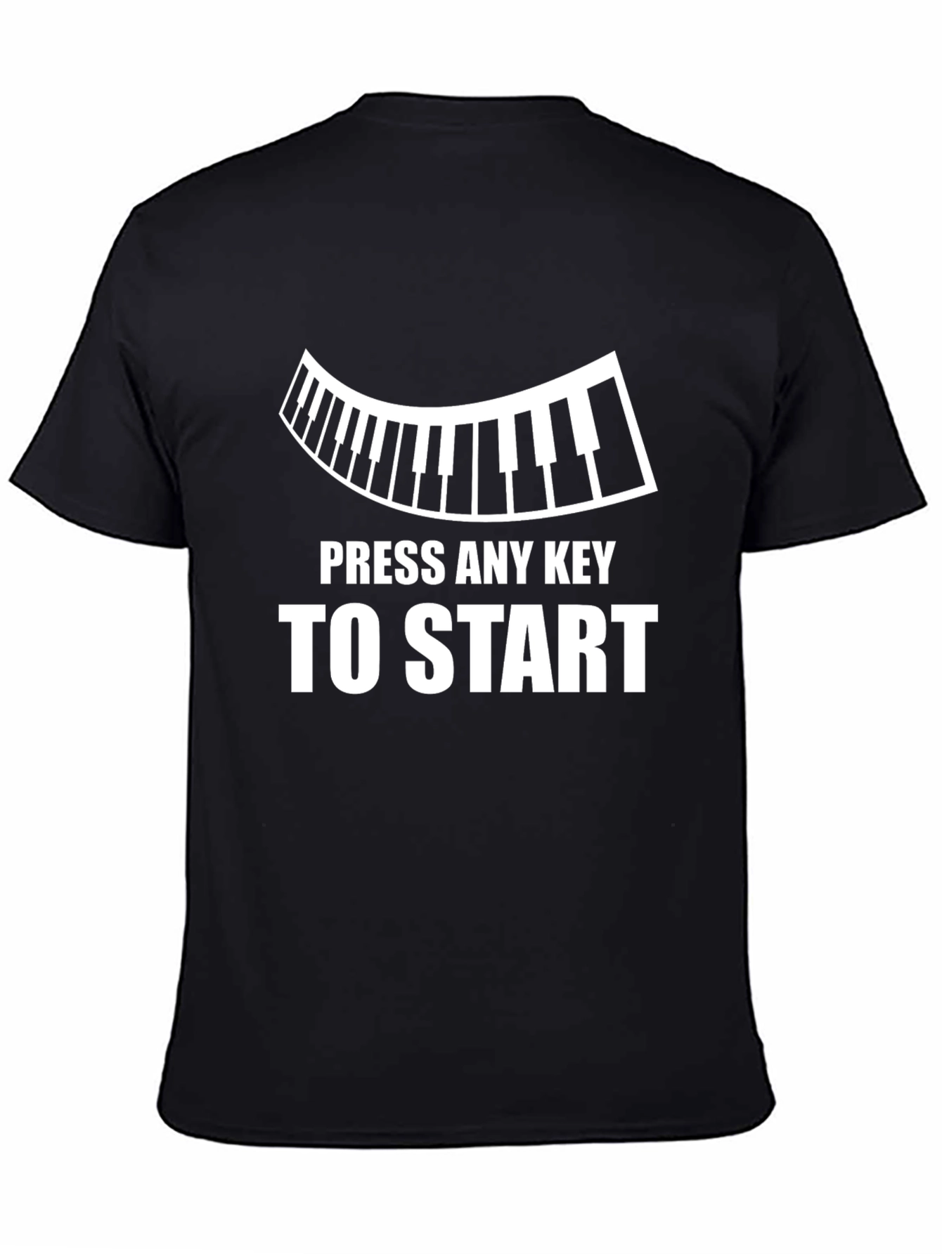Black Press Any Key to Start Piano T-Shirt view 4