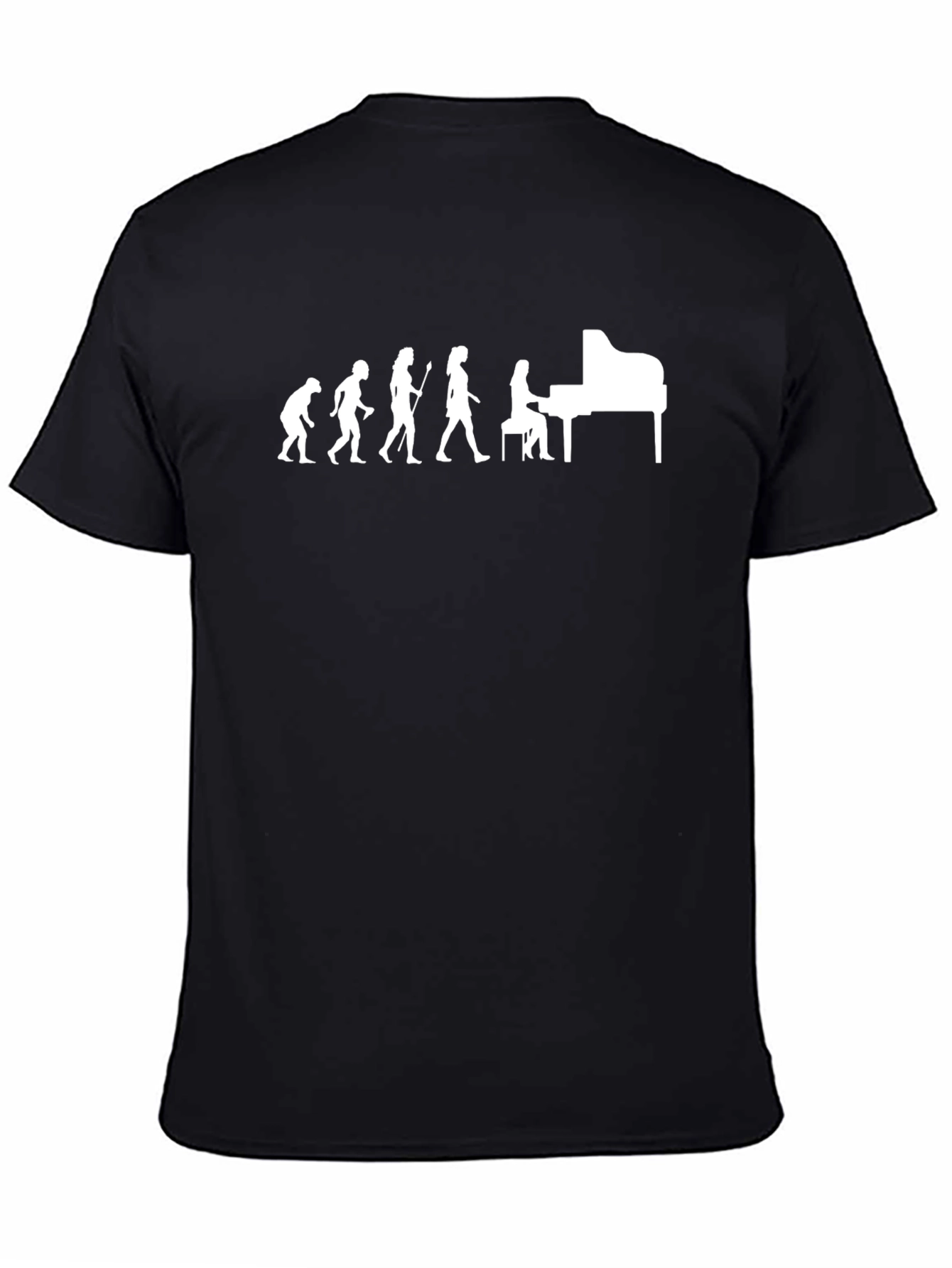 Black Evolution of Piano Player Graphic T-Shirt - Black view 4
