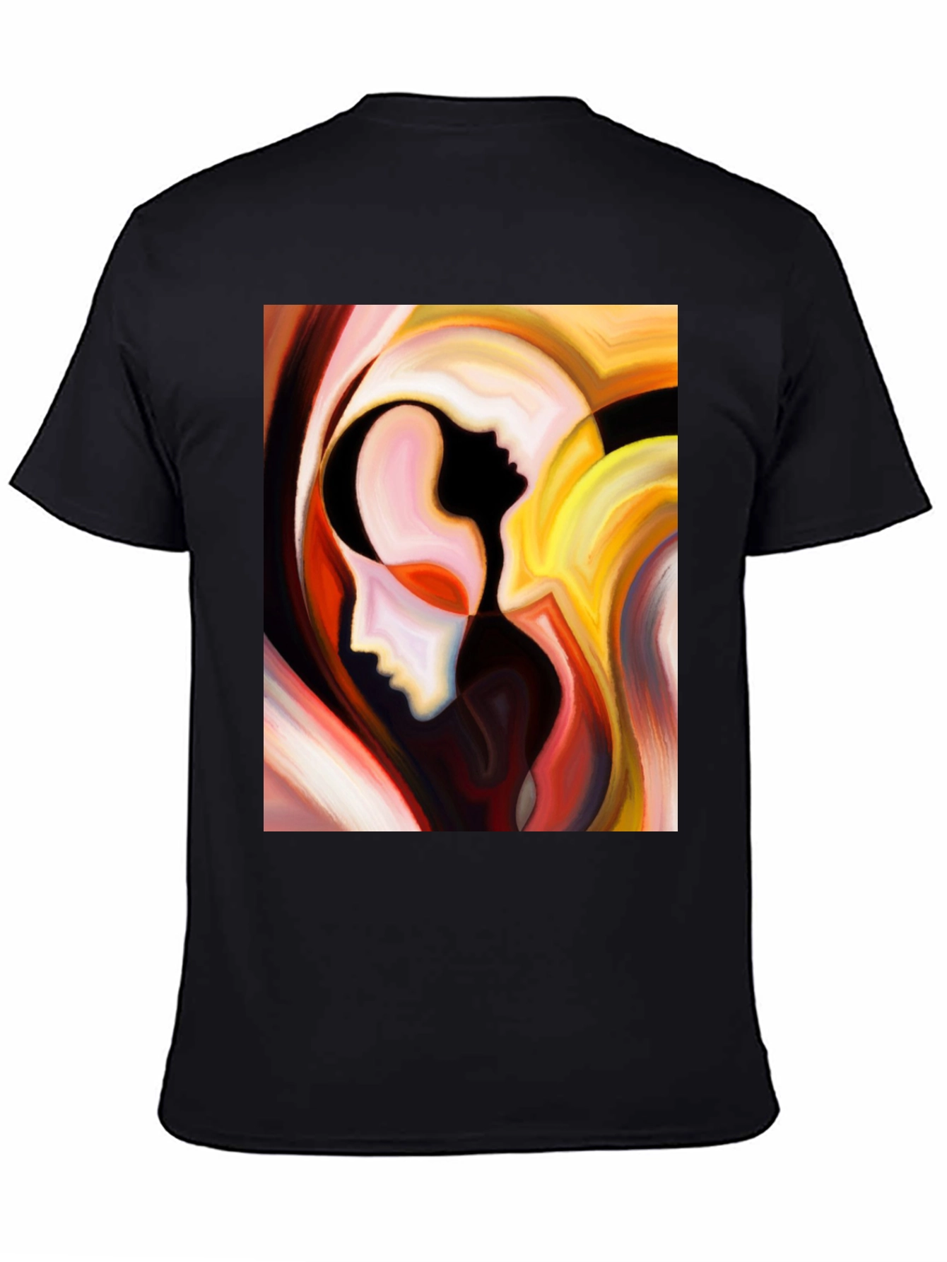 Black Abstract Faces Graphic T-Shirt - Modern Art Tee view 4