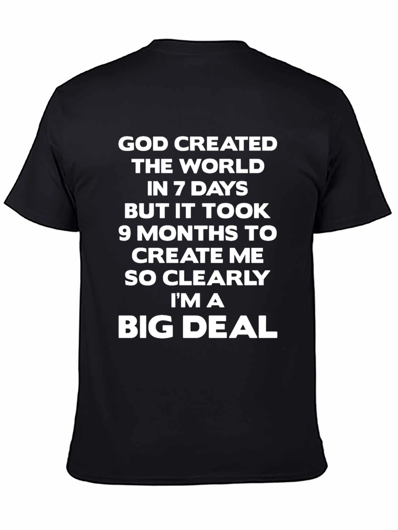 Black Funny "Big Deal" Graphic Tee - Black Cotton T-Shirt view 4