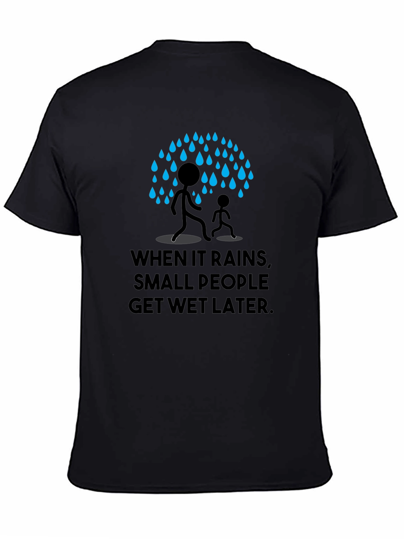 Black Humorous 'When It Rains' Graphic Print Black T-Shirt view 4