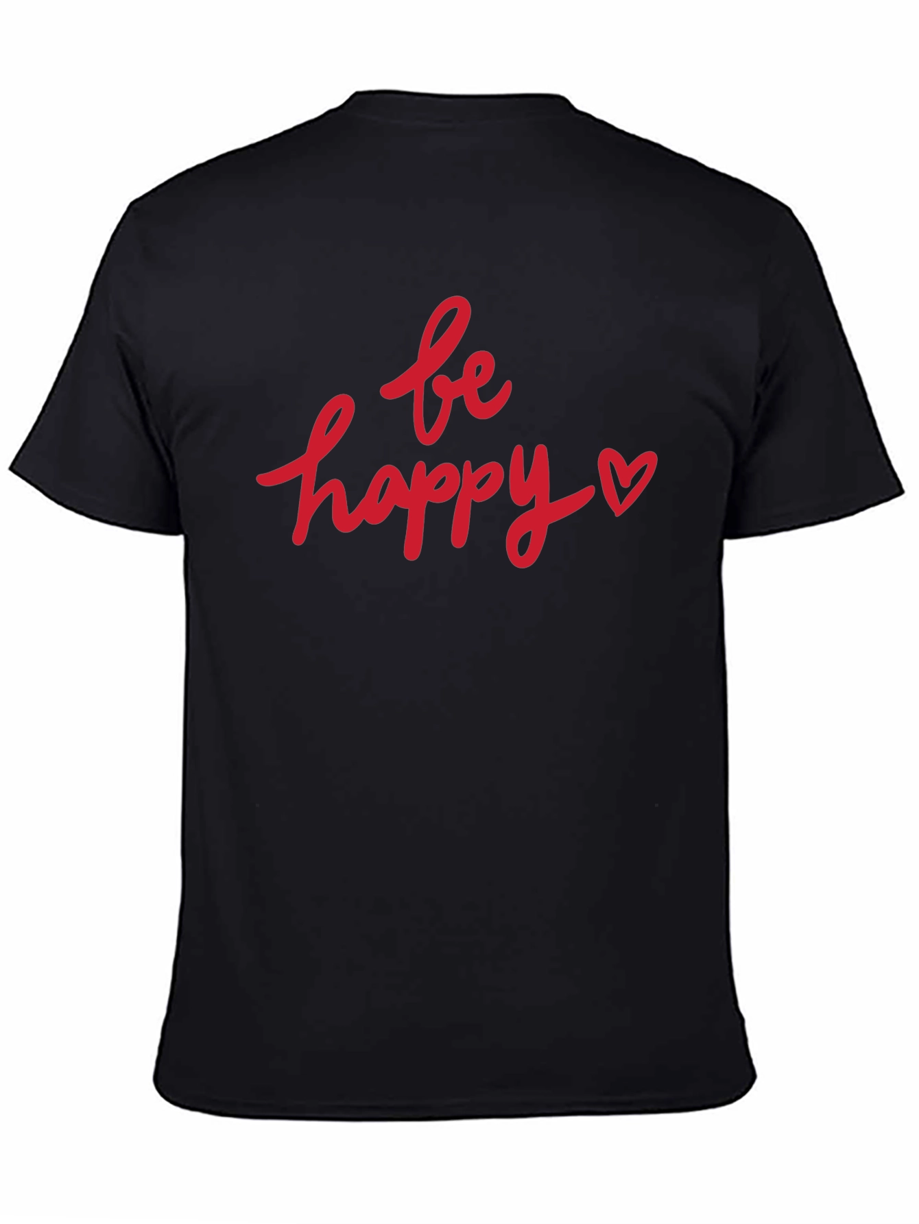 Black Be Happy Graphic Tee - Black Casual T-Shirt view 4