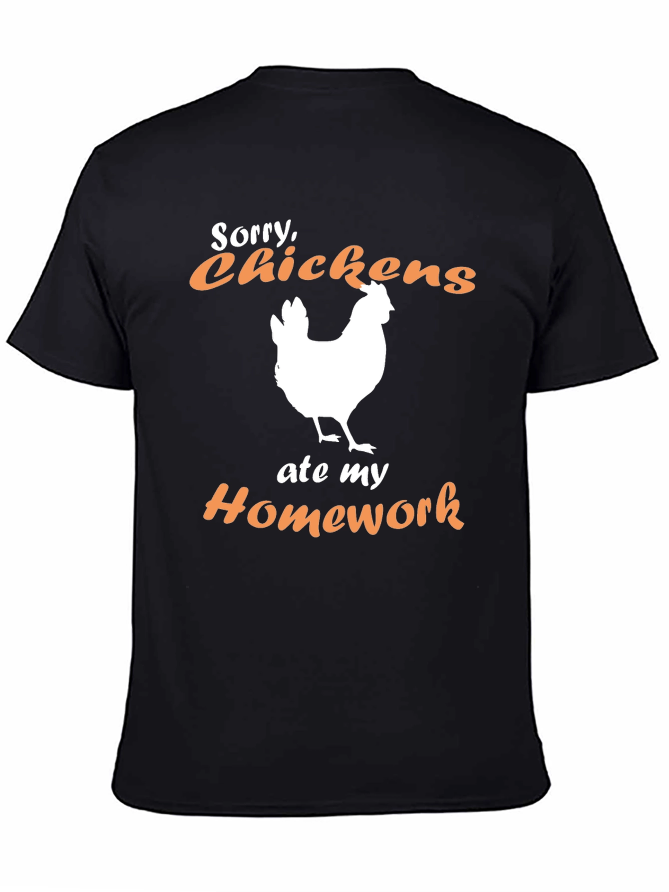 Black Funny Chicken Ate My Homework Graphic T-Shirt view 4
