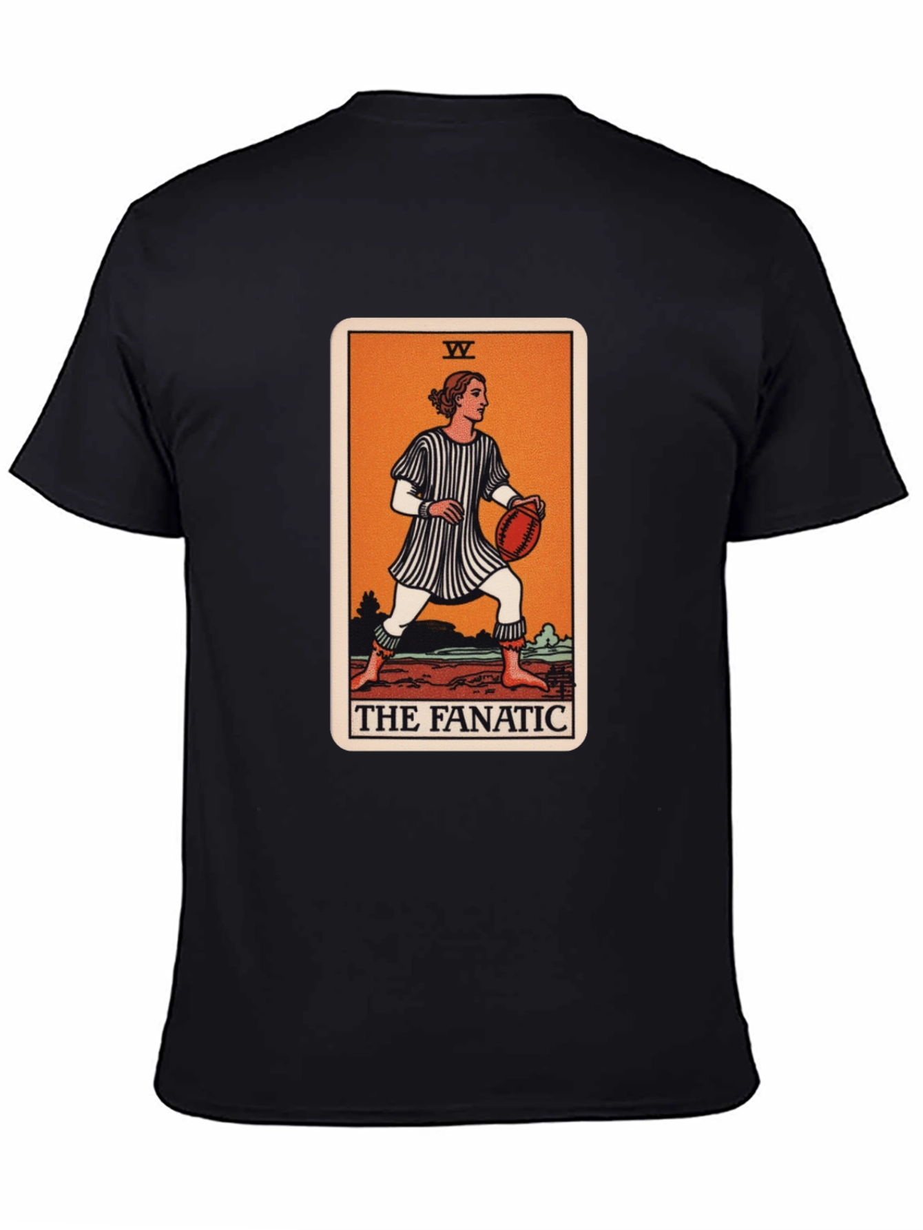 Black The Fanatic Tarot Card Graphic T-Shirt view 4