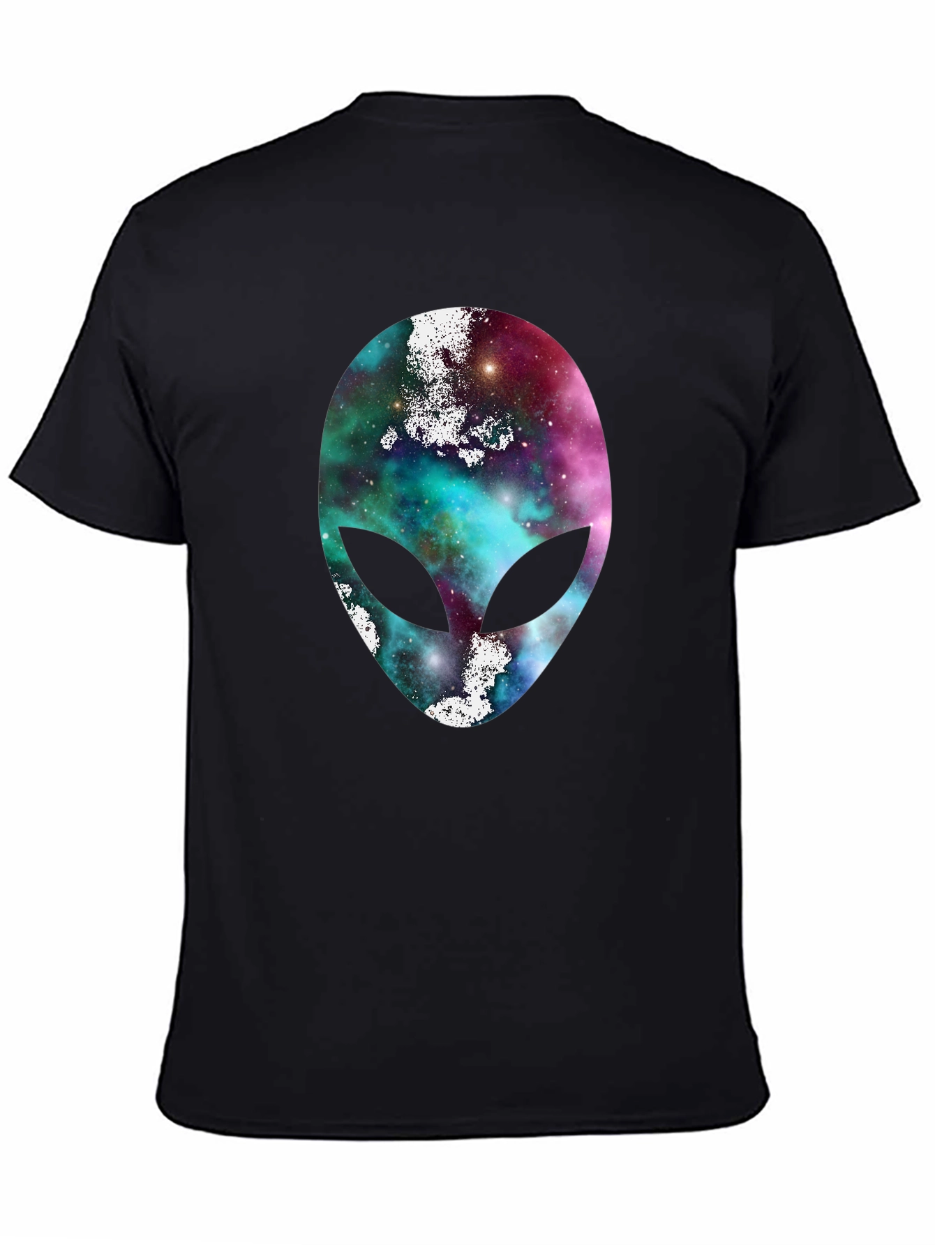 Black Galaxy Alien Head Graphic Tee - Black Cotton T-Shirt view 4
