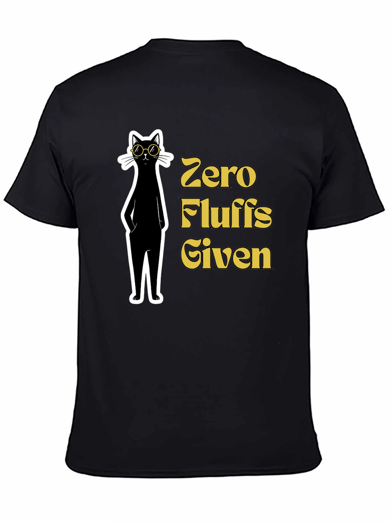 Black Zero Fluffs Given Cat Graphic T-Shirt view 4