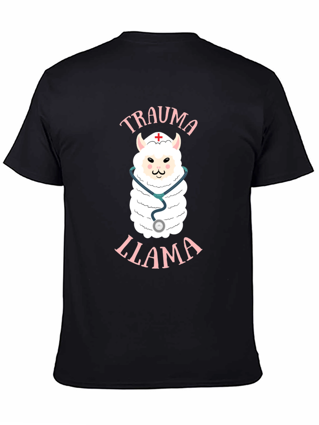 Black Trauma Llama T-Shirt - Nurse Alpaca Tee view 4