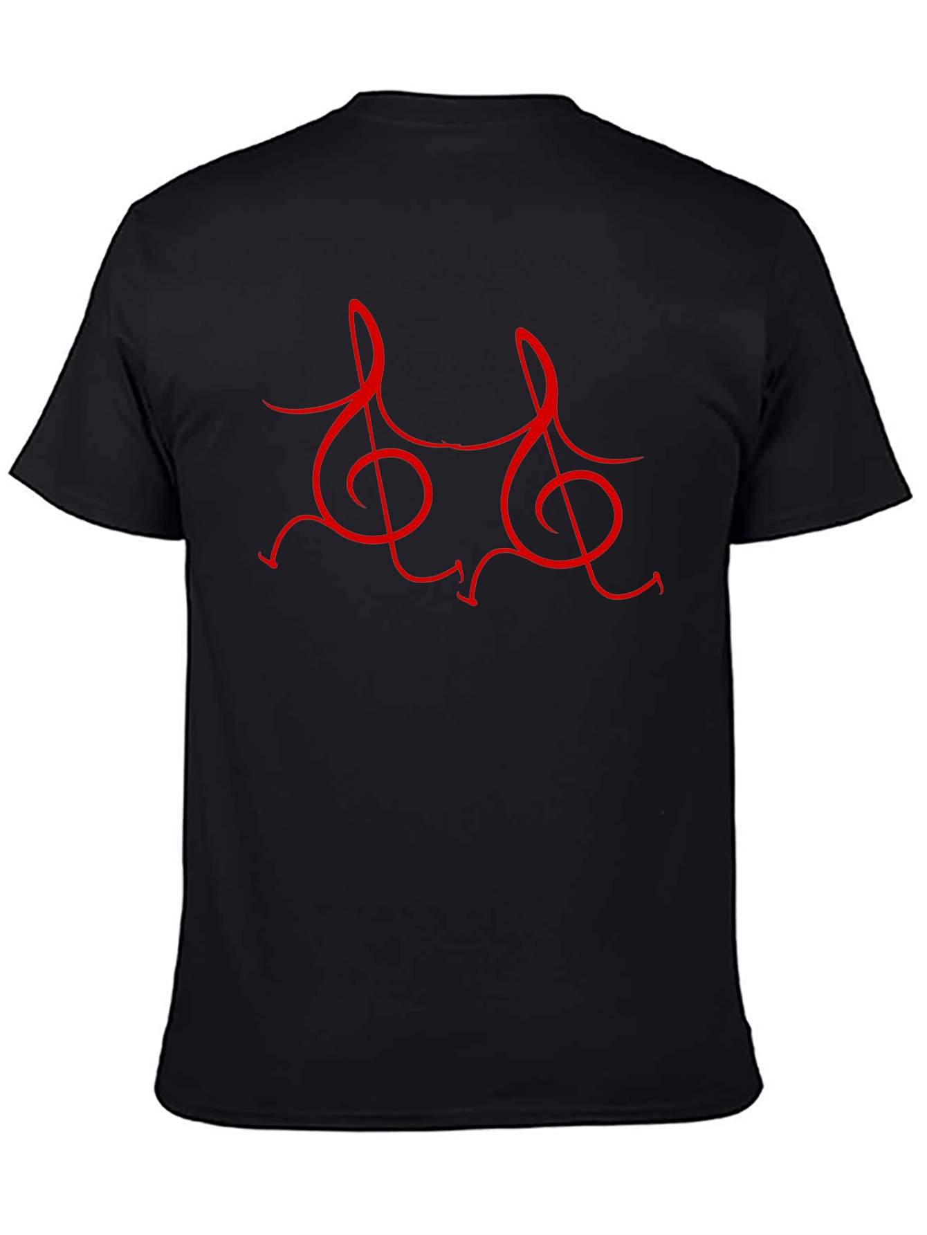 Black Music Note Treble Clef Graphic Tee - Black view 4