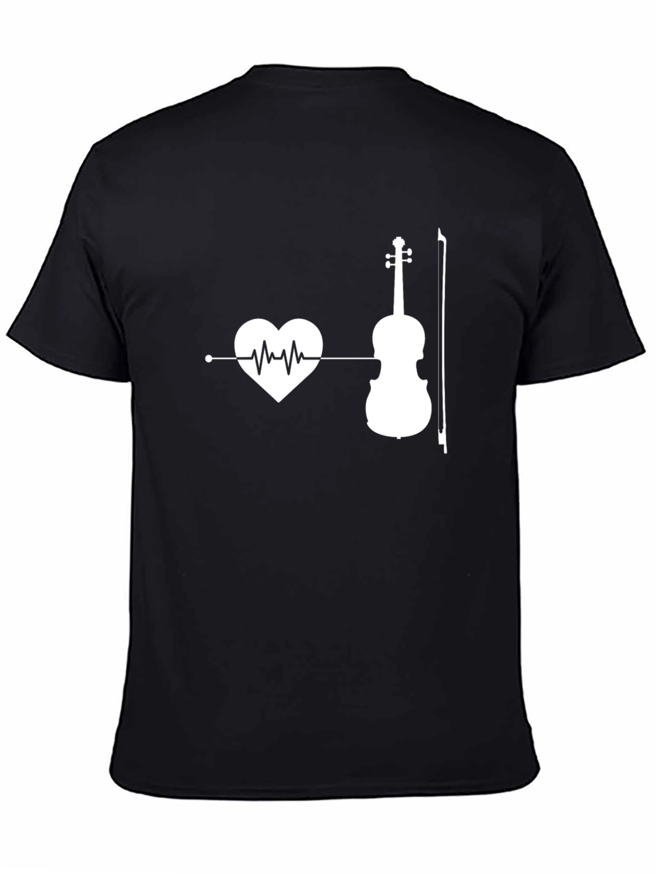 Black Heartbeat Violin Graphic T-Shirt view 4