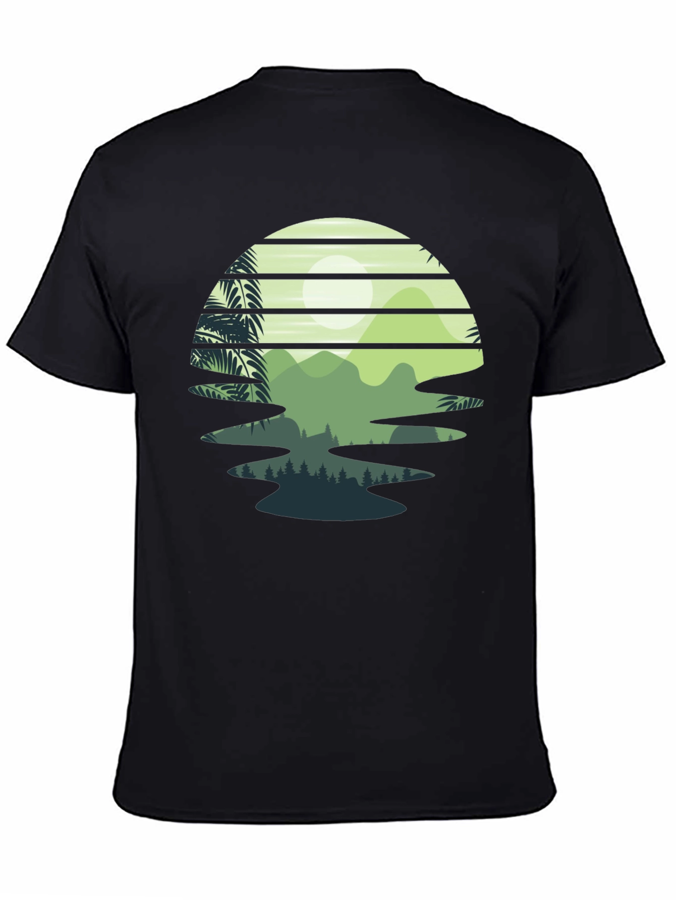 Black Retro Sunset Landscape Graphic Tee view 4