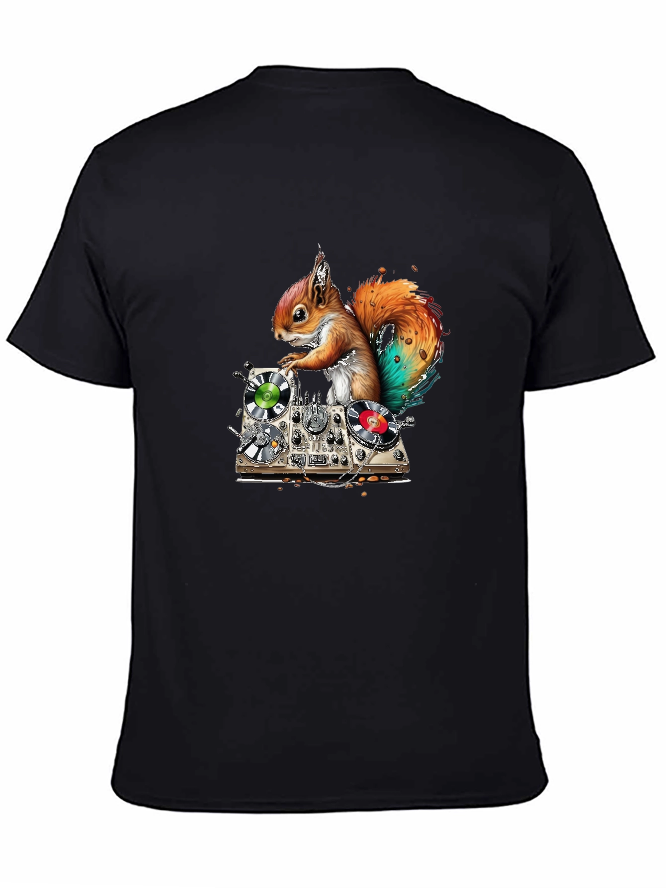 Black DJ Squirrel Graphic T-Shirt view 4