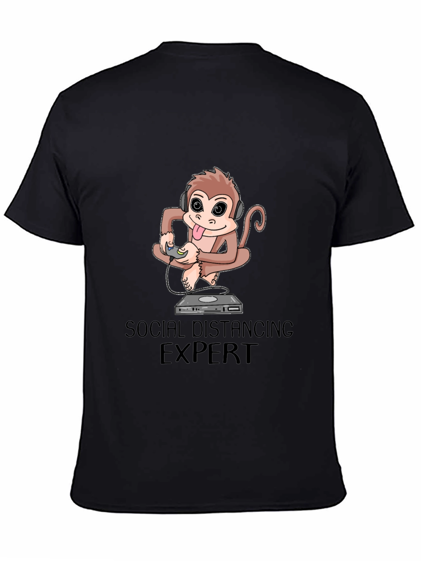 Black Social Distancing Expert Monkey Graphic Tee view 4
