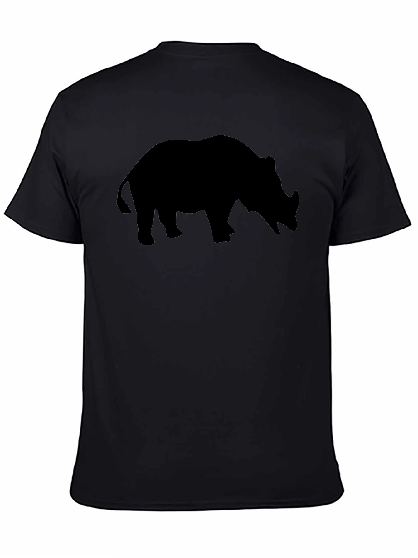 Black Rhino Silhouette T-Shirt - Black Cotton Tee view 4