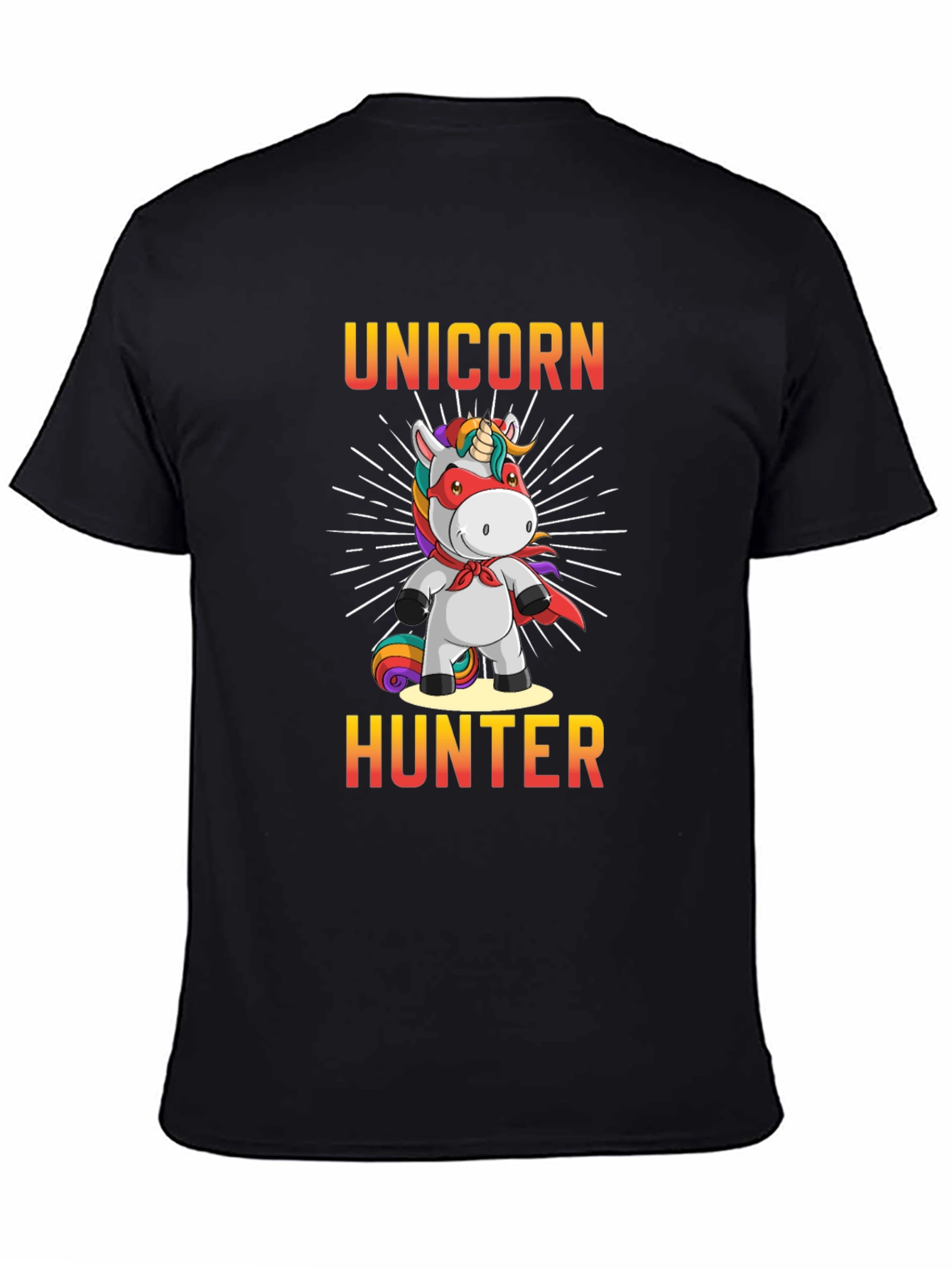 Black Unicorn Hunter Graphic T-Shirt - Funny Animal Tee view 4