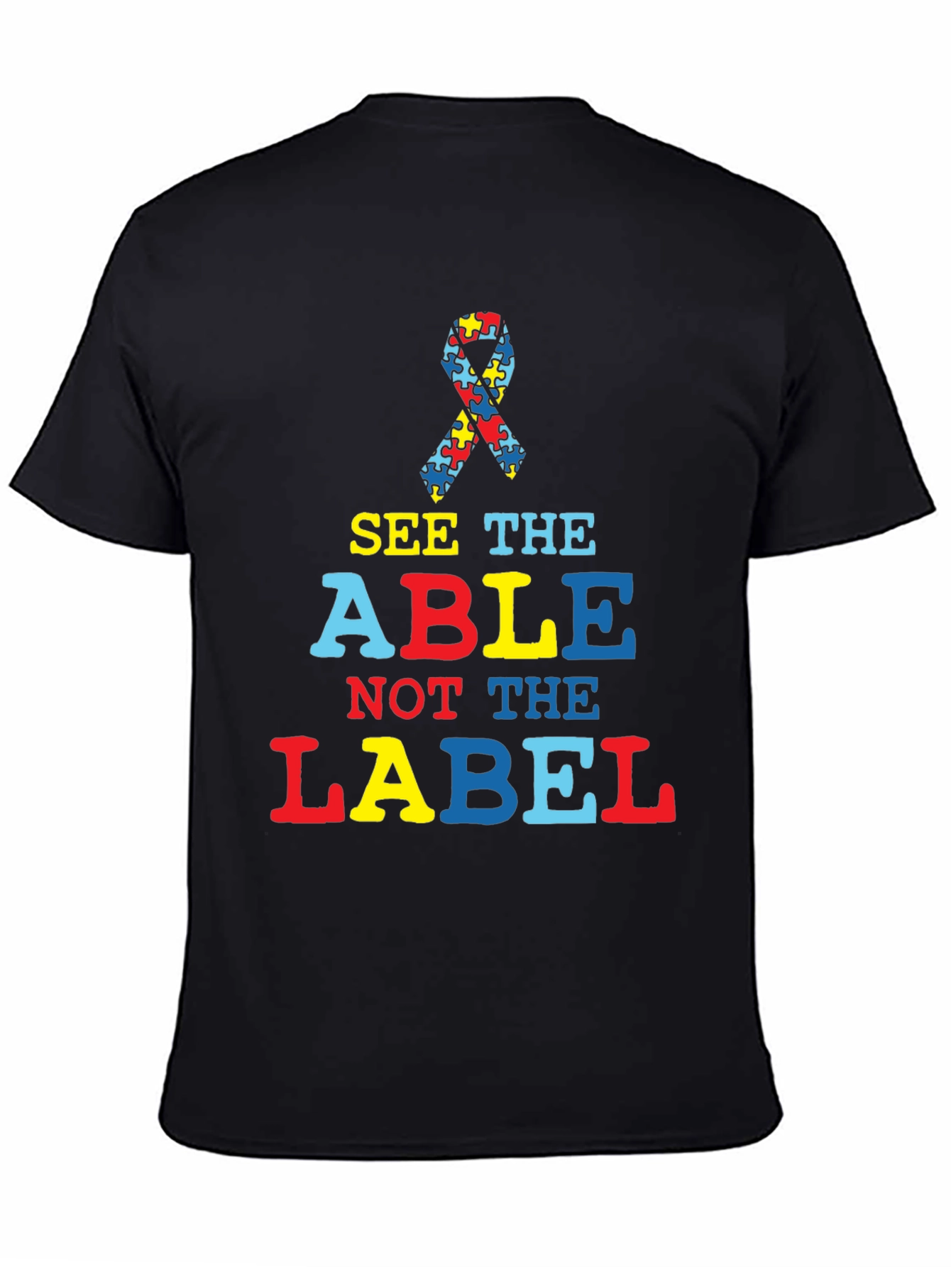 Black Autism Awareness T-Shirt - See the Able view 4