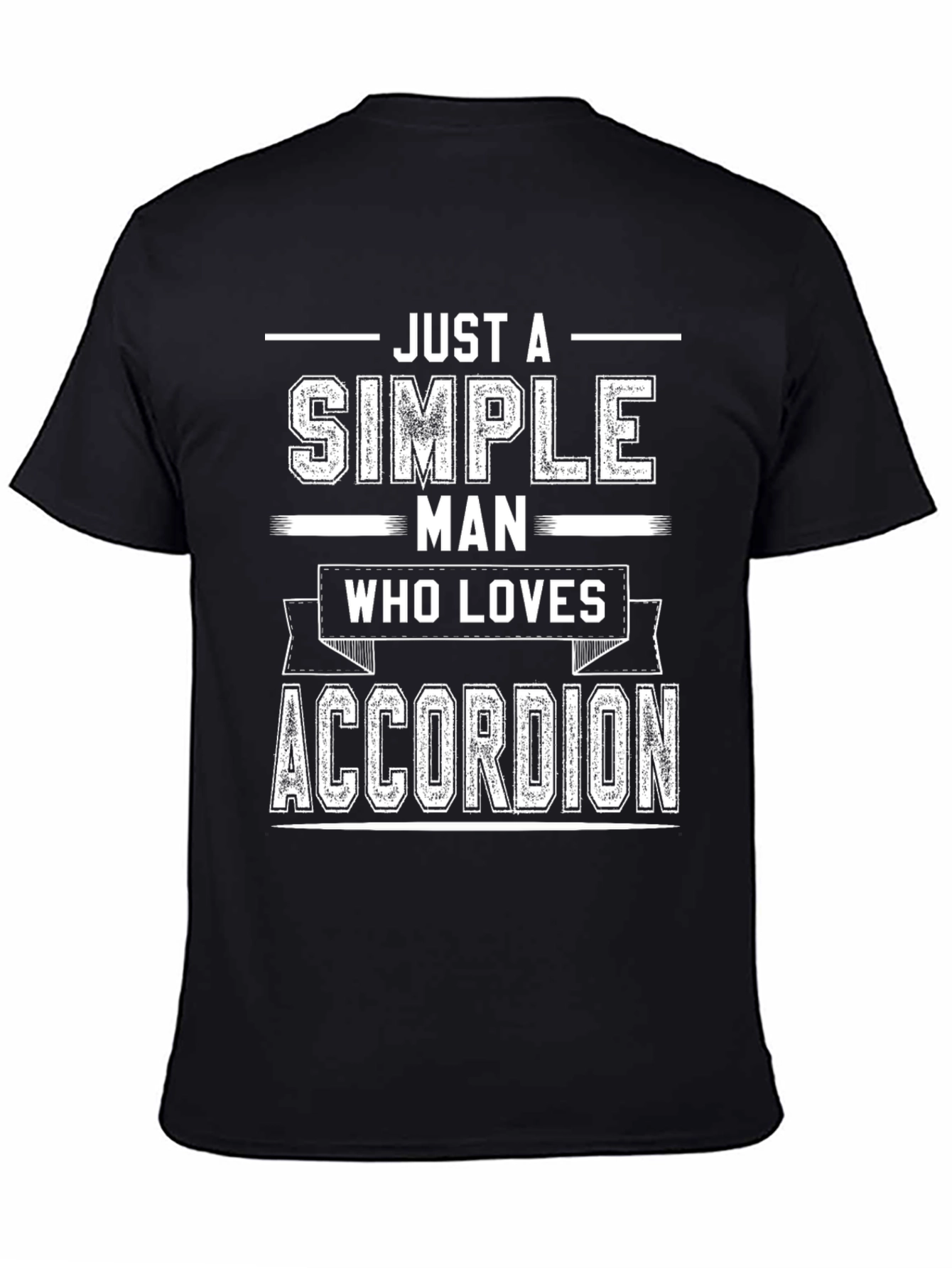 Black Simple Man Accordion Lover T-Shirt view 4