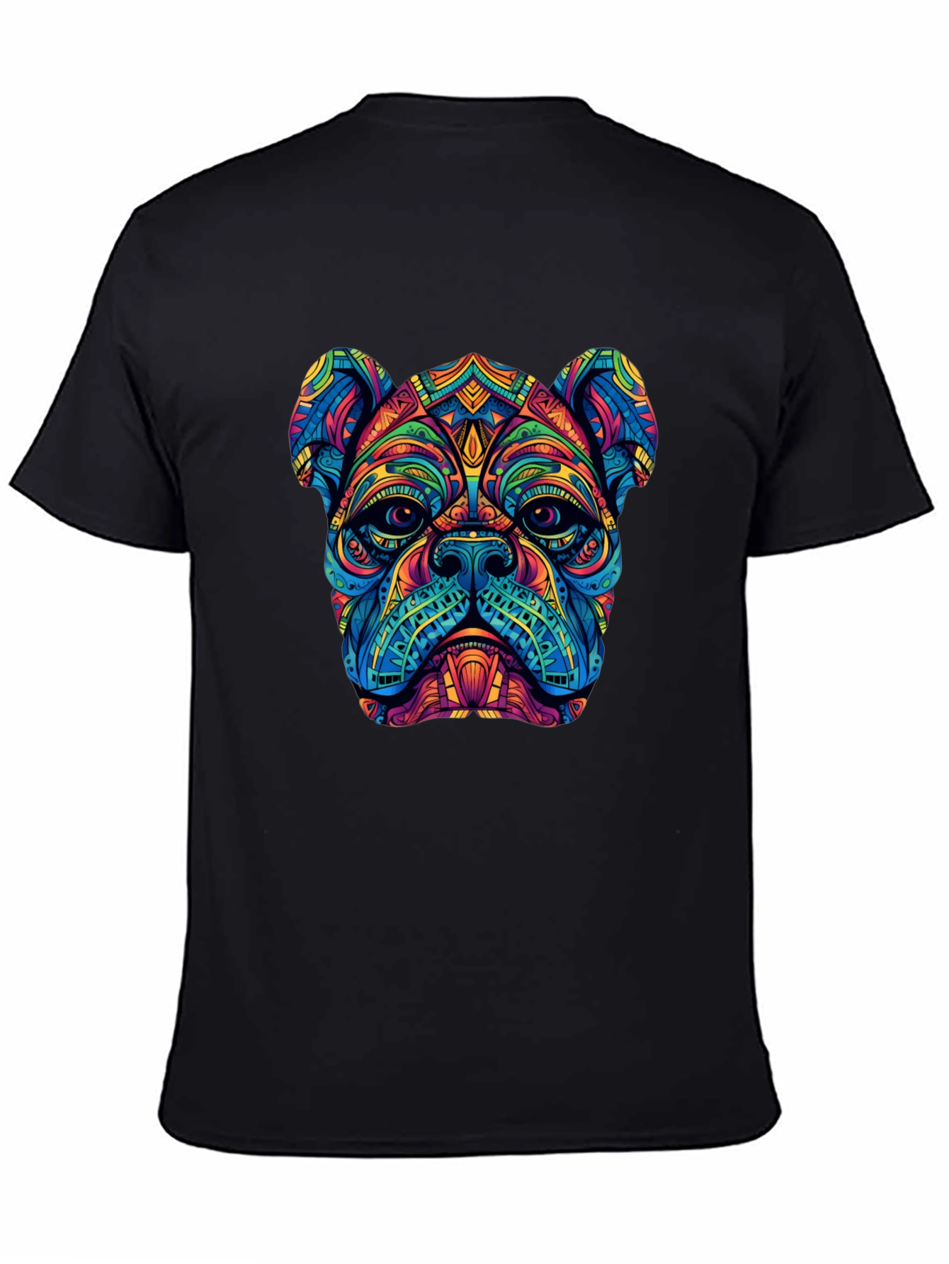 Black Psychedelic Bulldog Graphic Tee - Black view 4