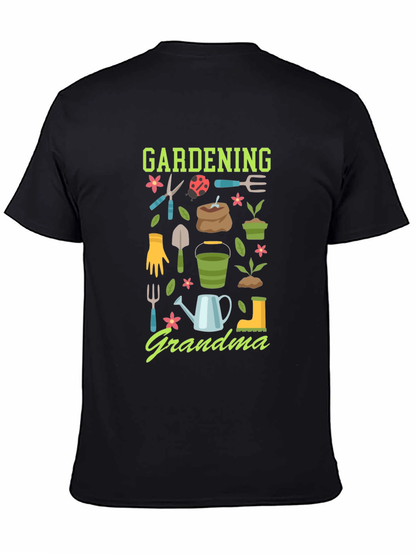 Black Gardening Grandma T-Shirt view 4