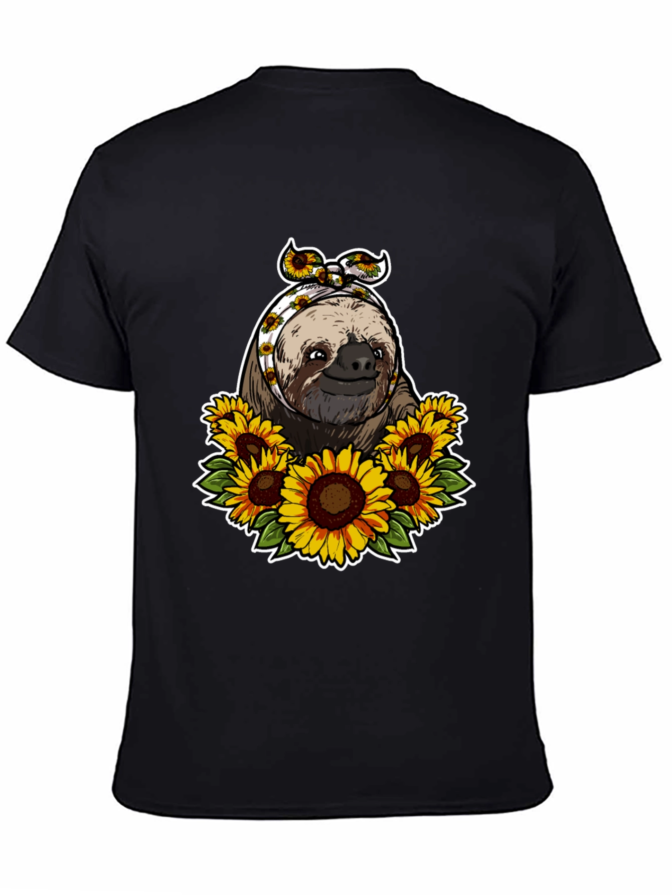 Black Sloth & Sunflower Graphic Tee view 4