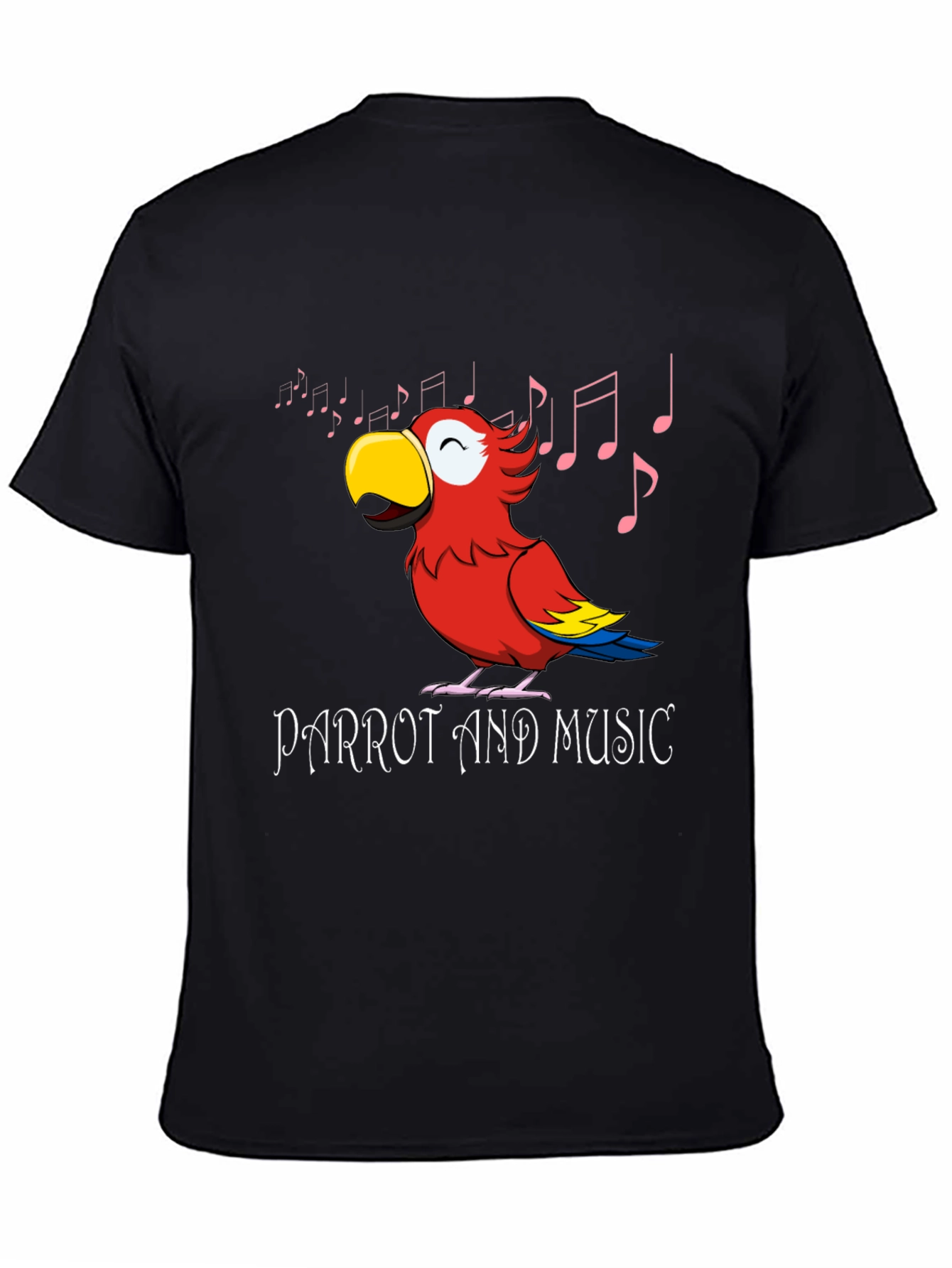 Black Parrot and Music T-Shirt - Black view 4