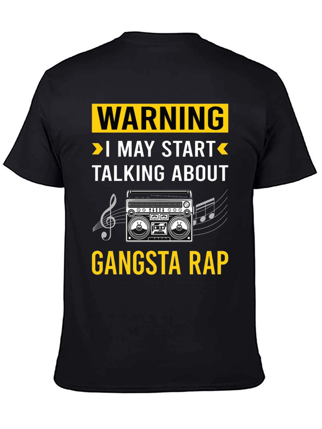 Black Gangsta Rap T-Shirt - Warning Funny Tee view 4