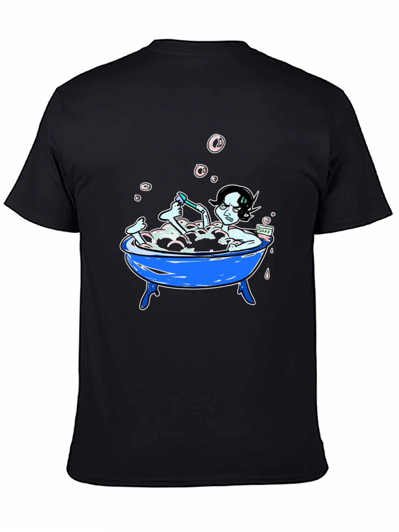 Black Cartoon Bath T-Shirt view 4